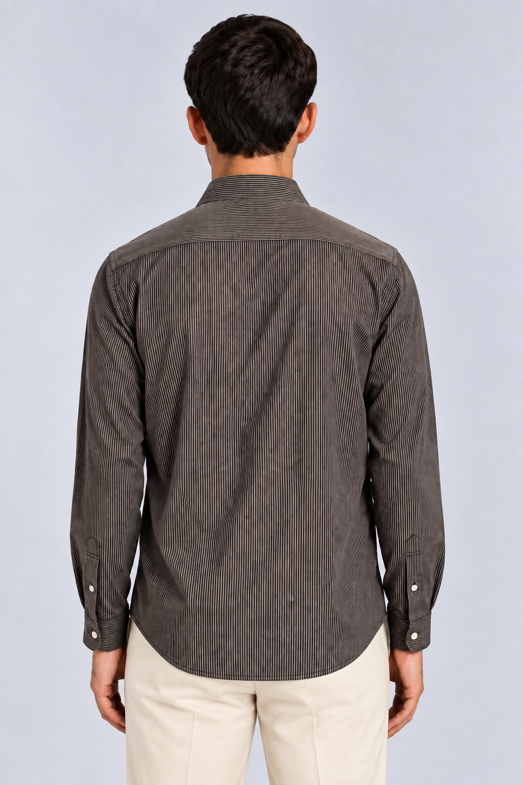 Men's Black imported Vertical Stripes Shirt-Slim Fit