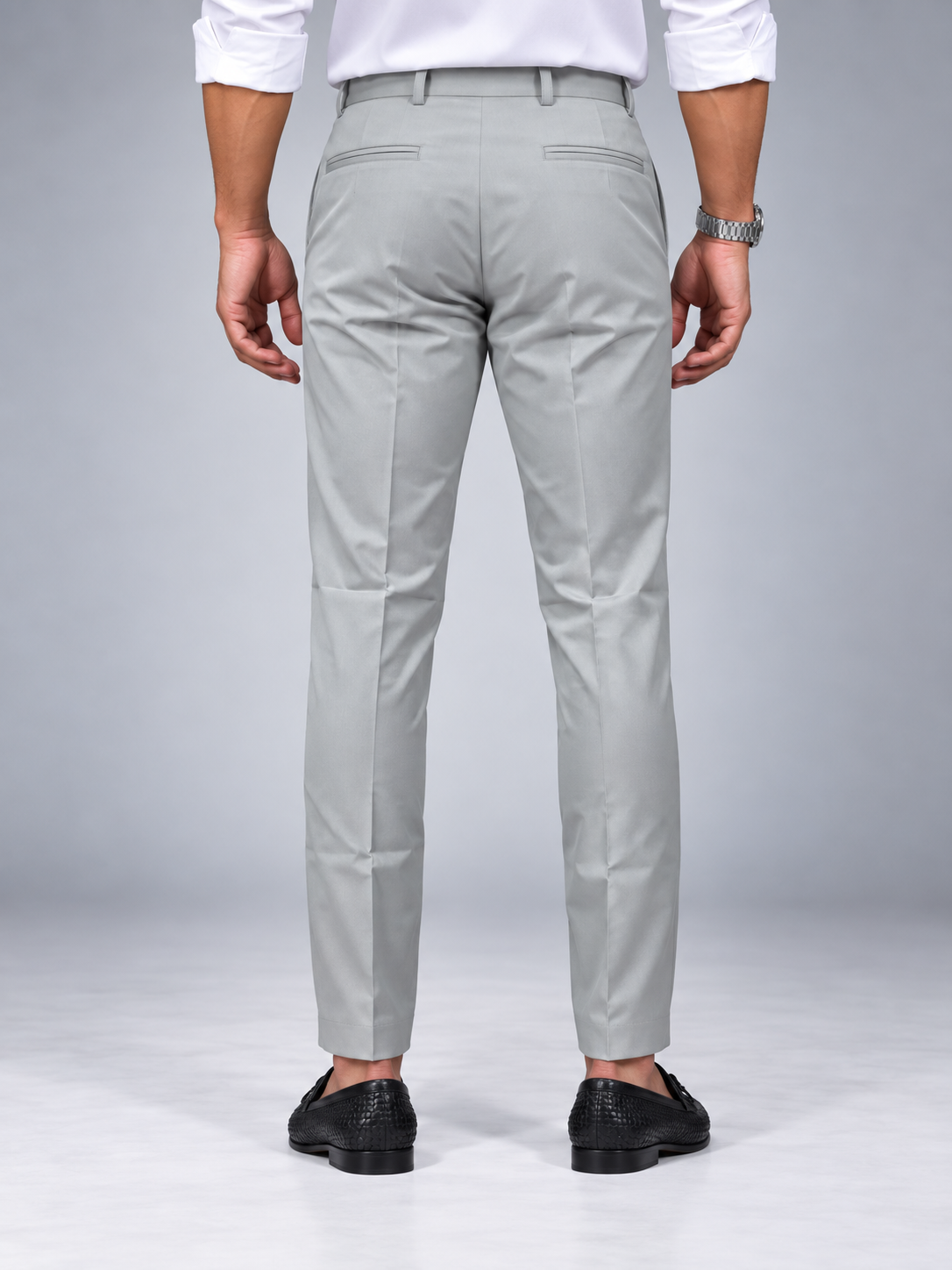 Men’s Ice Grey Slim Fit Formal Trousers