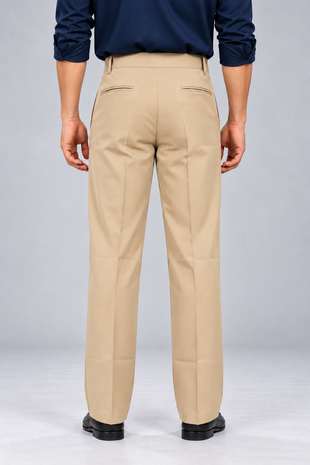 Men's Beige Gurkha Pleated Formal Trousers