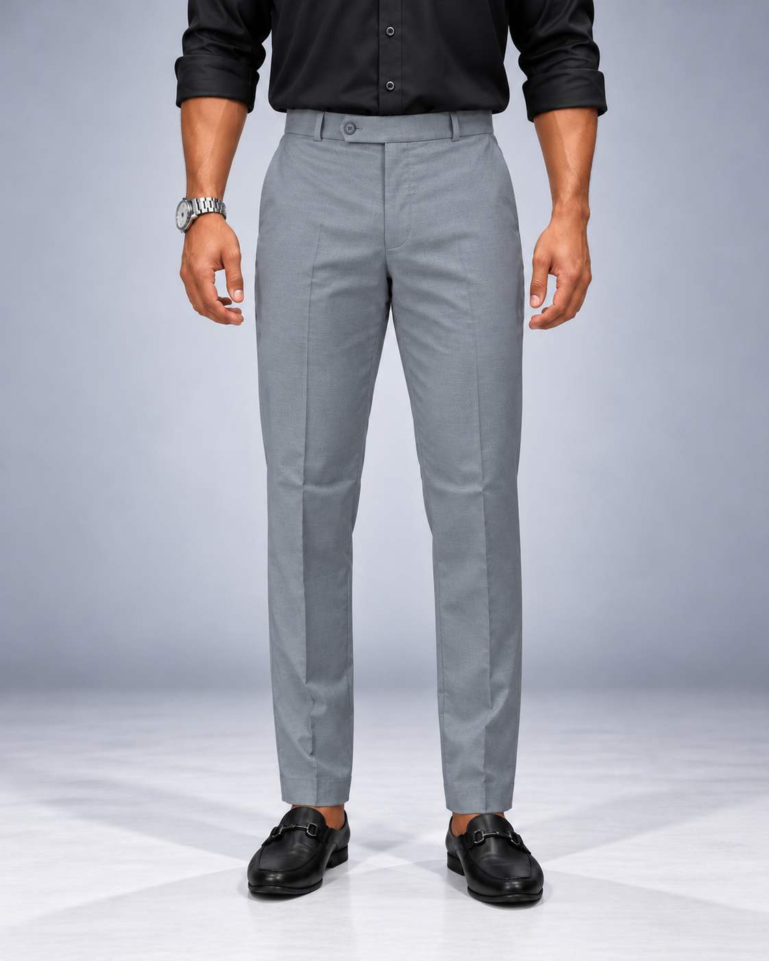 Men's Imported Steel Grey Polo Fit Formal Trousers