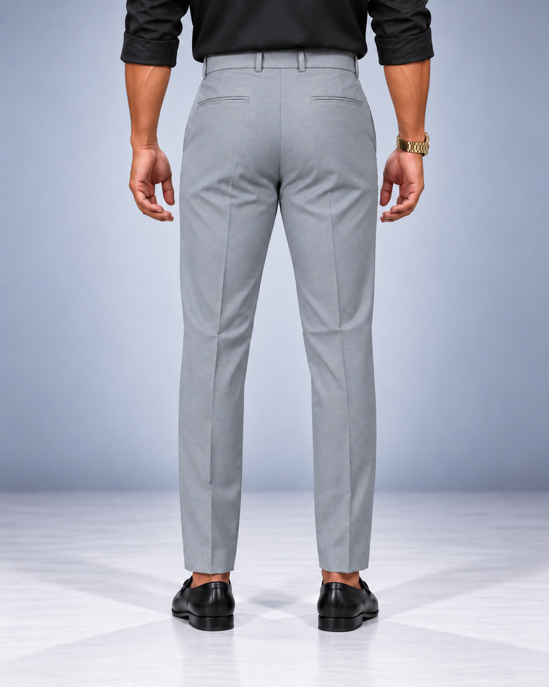 Men's Imported Steel Grey Polo Fit Formal Trousers