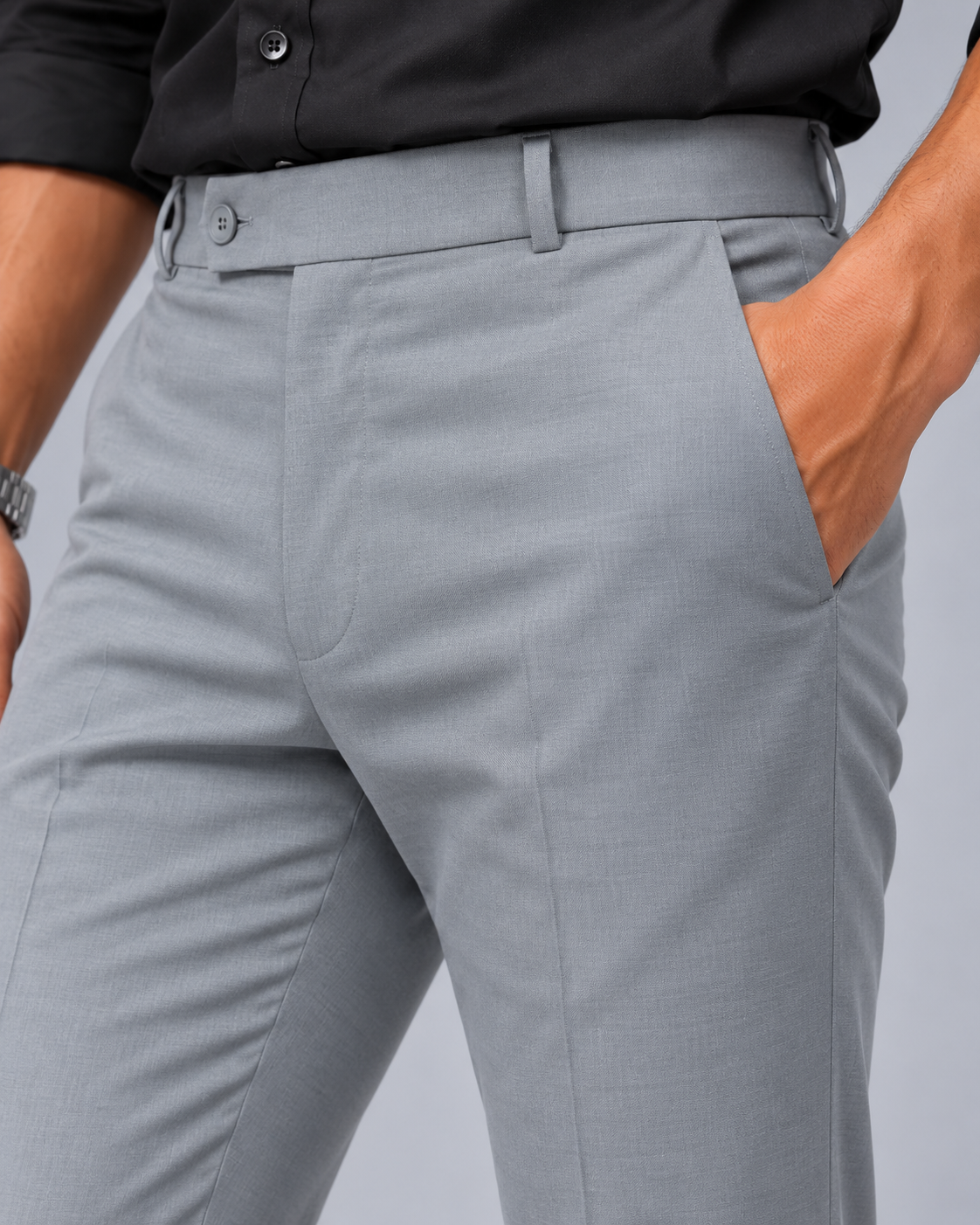 Men's Imported Steel Grey Polo Fit Formal Trousers