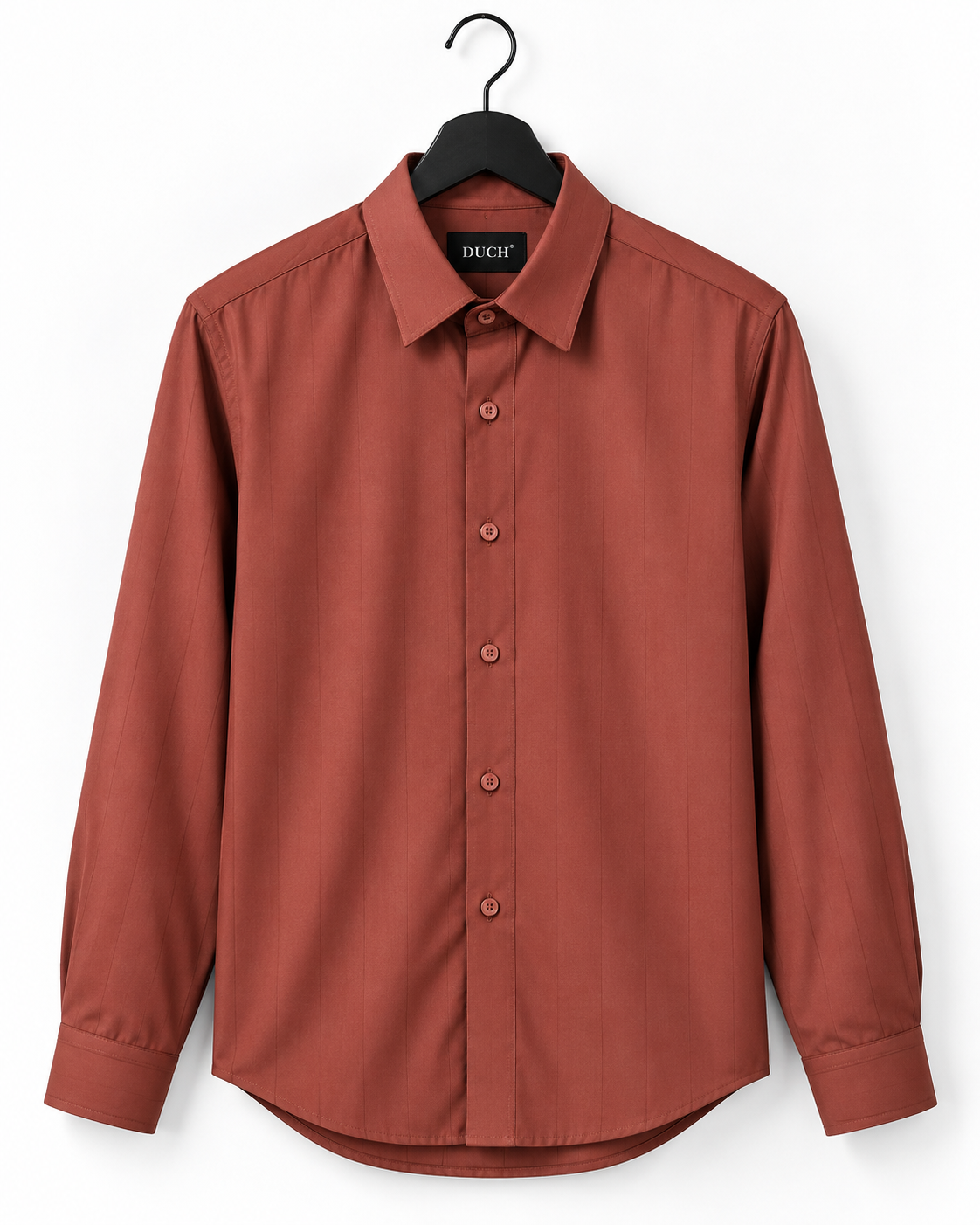 Men's Rush Orange Satin Stripe Slim Fit Full Sleeve Formal Shirt