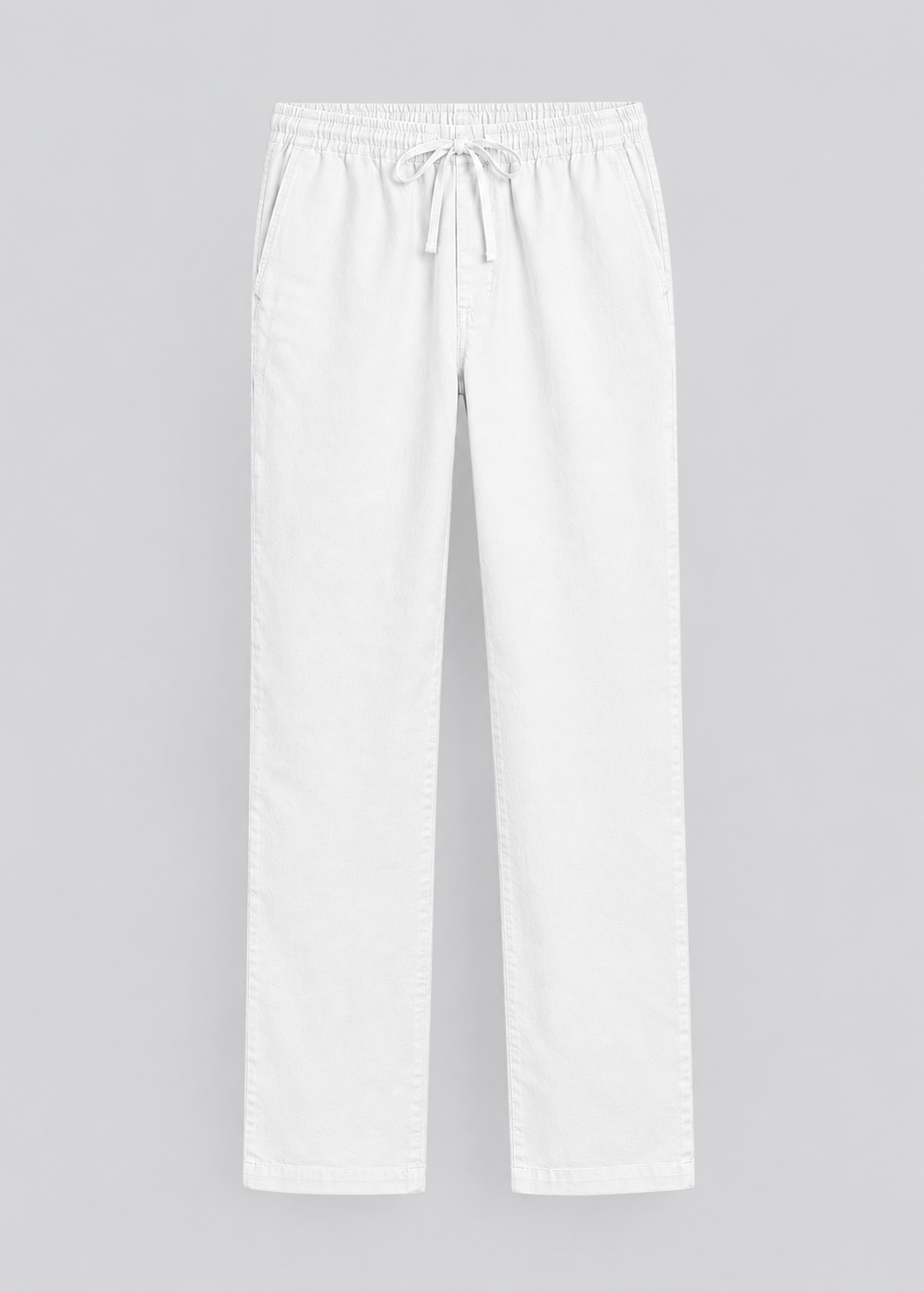Men's White Cotton Linen Slim Fit Trousers