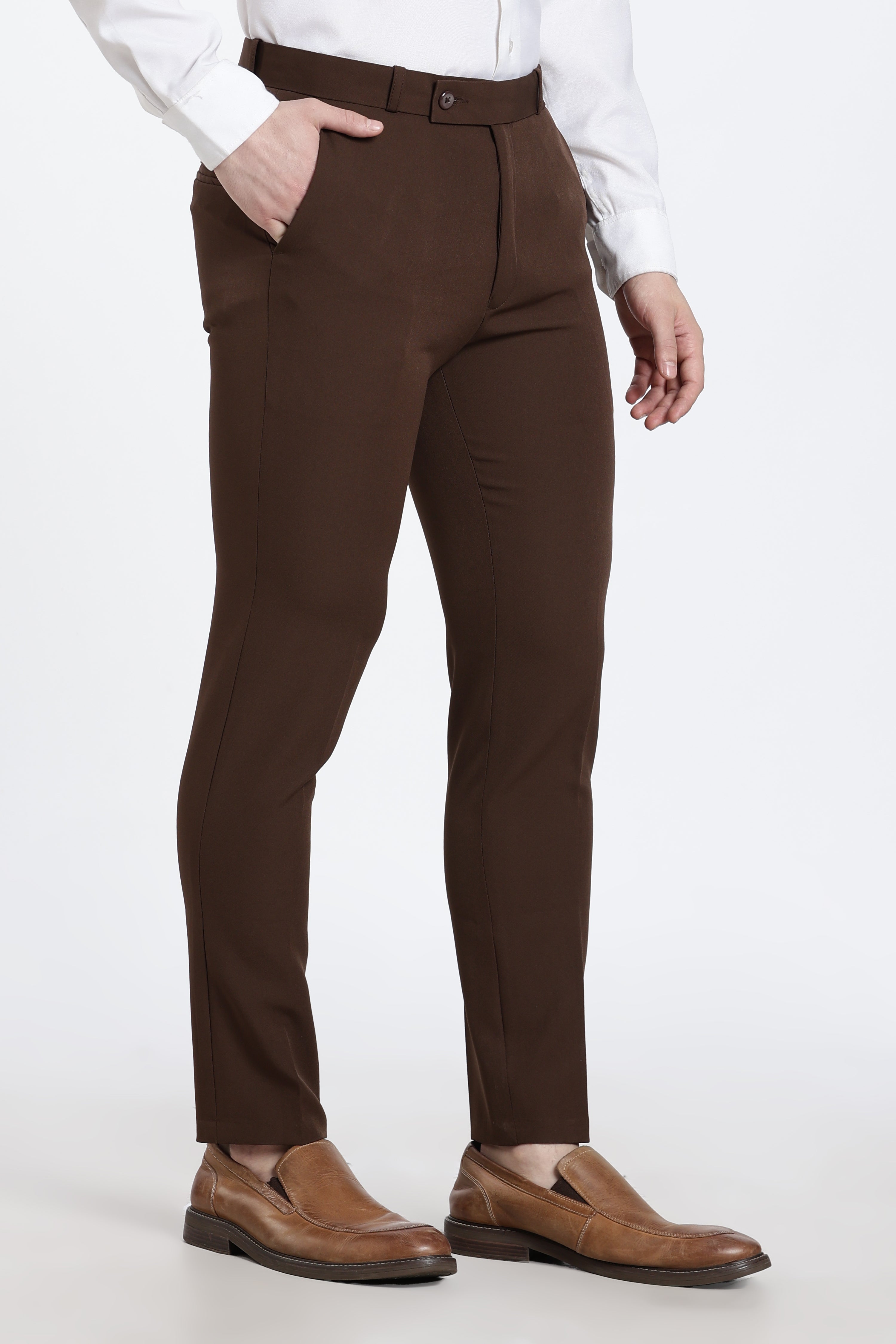 Men’s Dark Brown Premium Formal Barbie Lycra Trouser