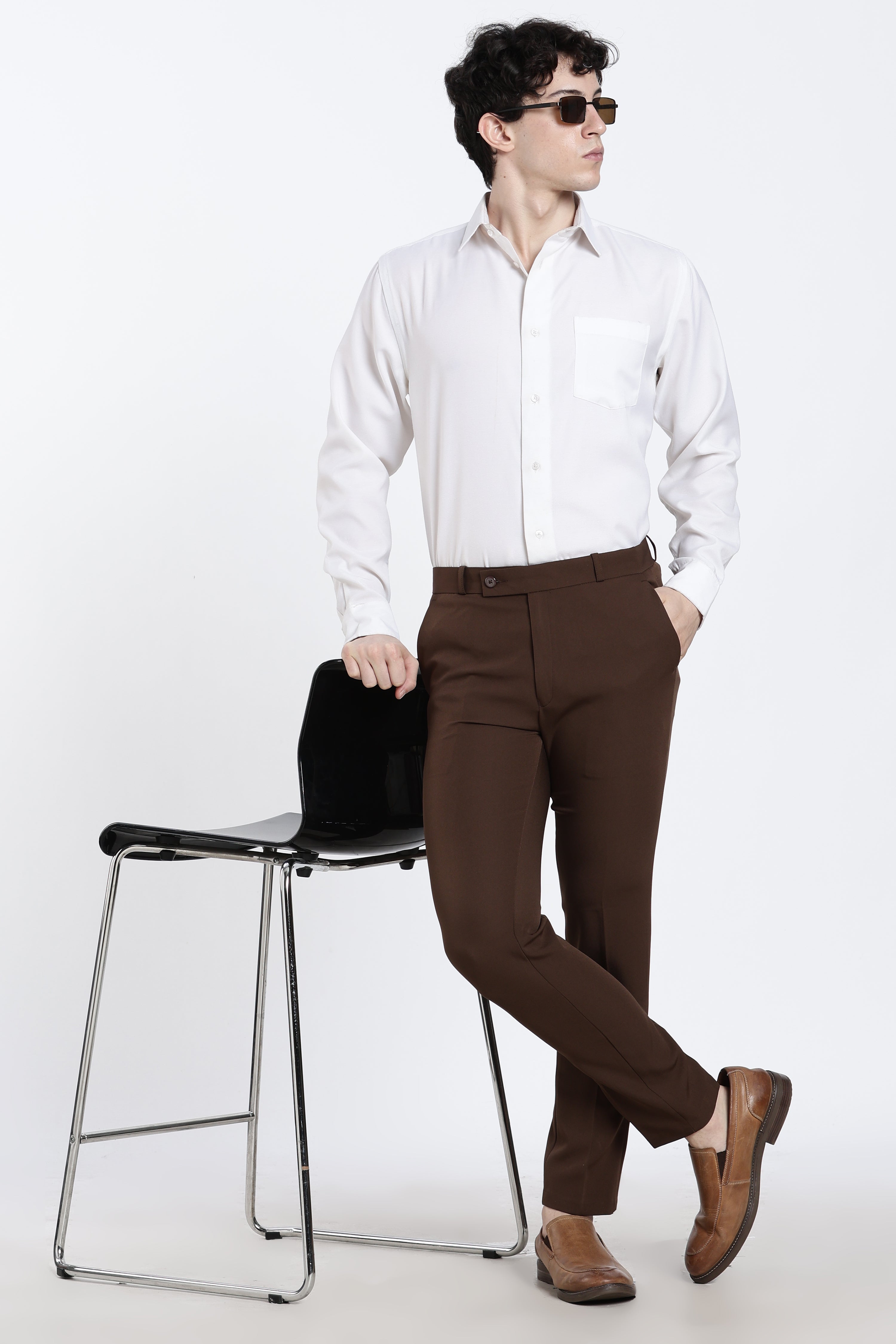 Men’s Dark Brown Premium Formal Barbie Lycra Trouser