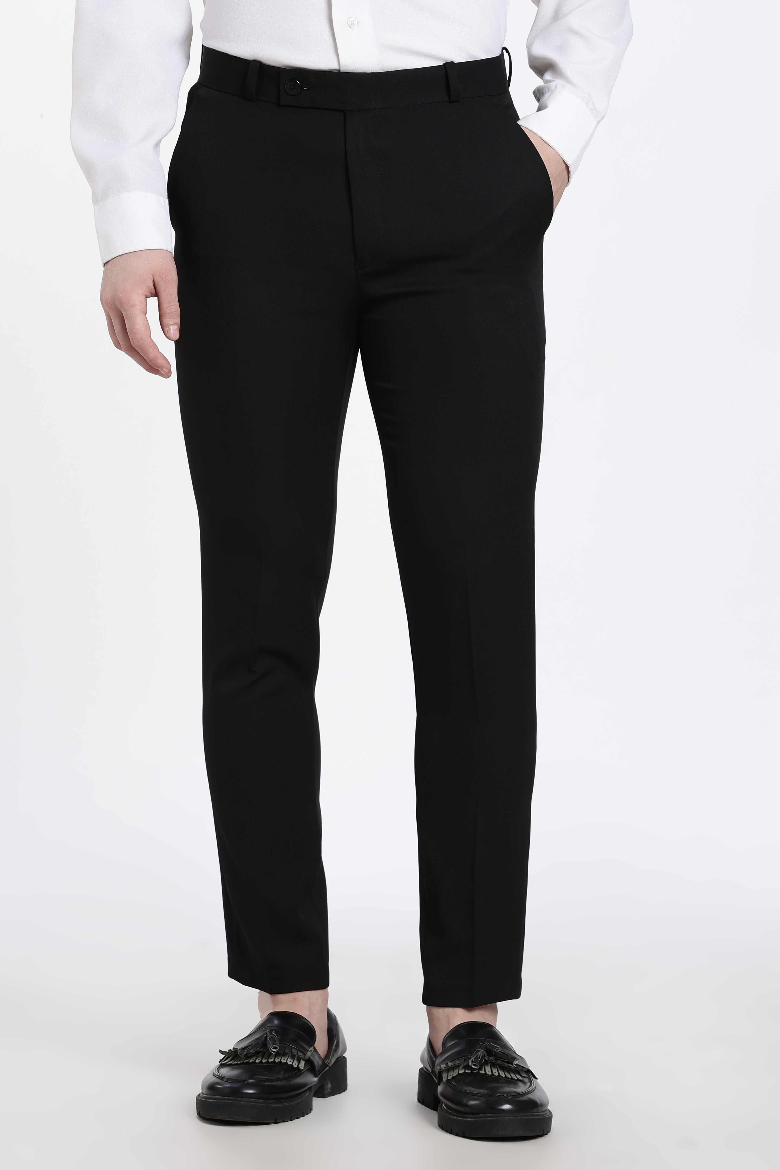 Men’s Jet Black Premium Formal Barbie Lycra Trouser