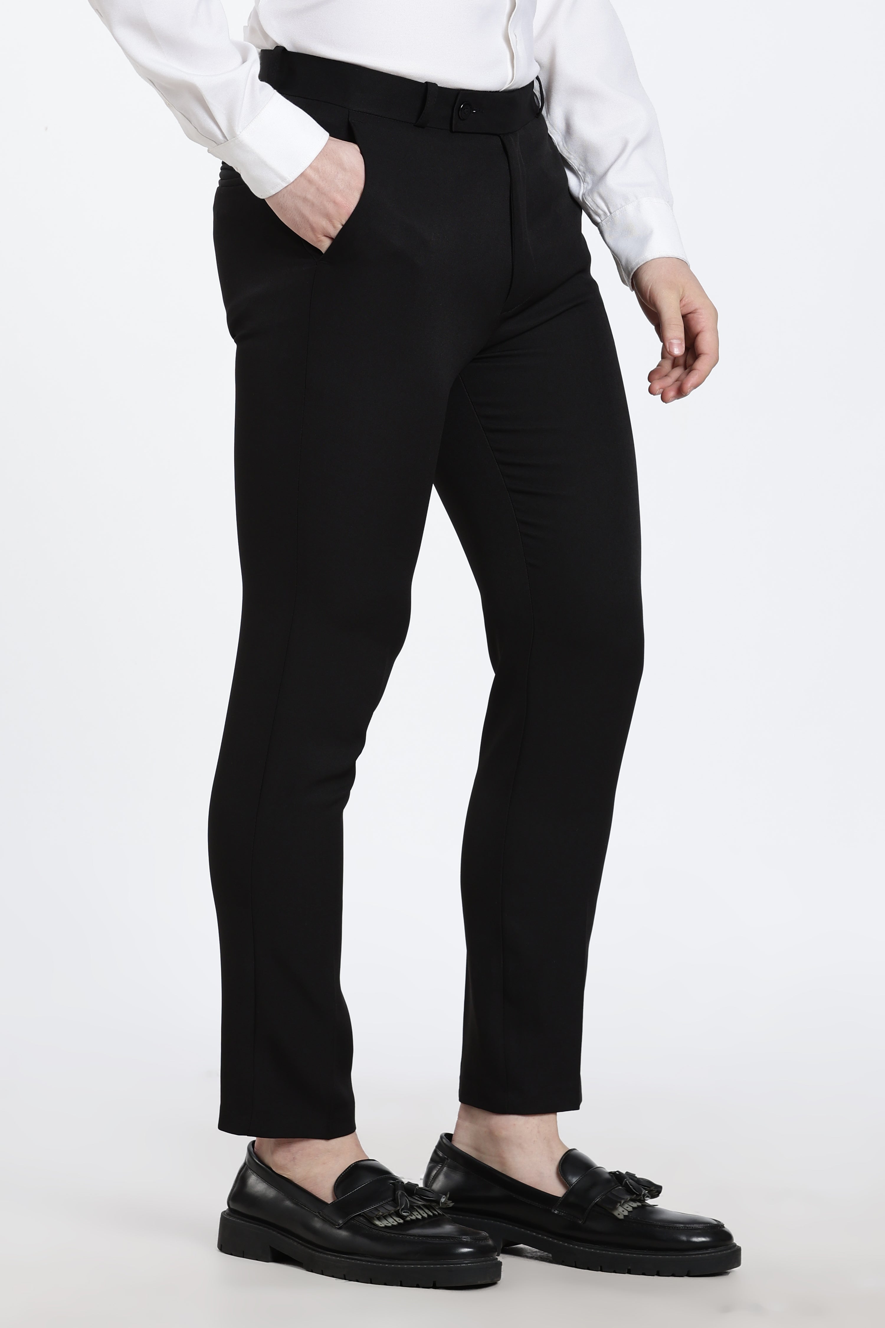 Men’s Jet Black Premium Formal Barbie Lycra Trouser