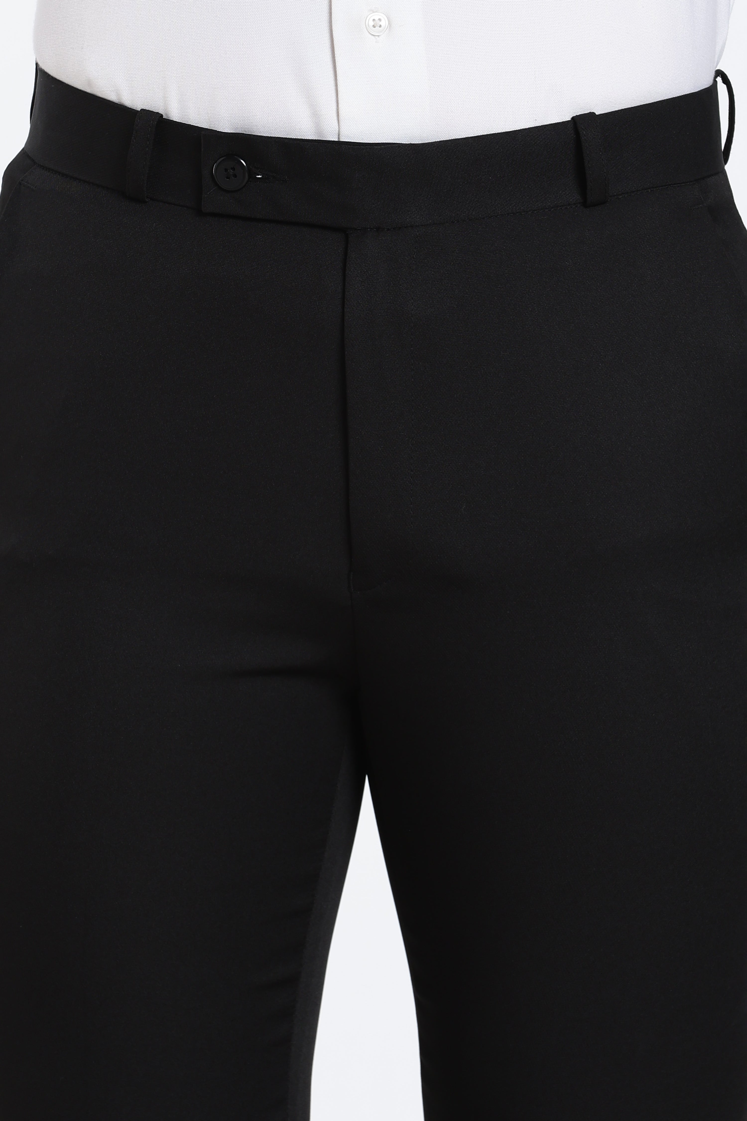 Men’s Jet Black Premium Formal Barbie Lycra Trouser