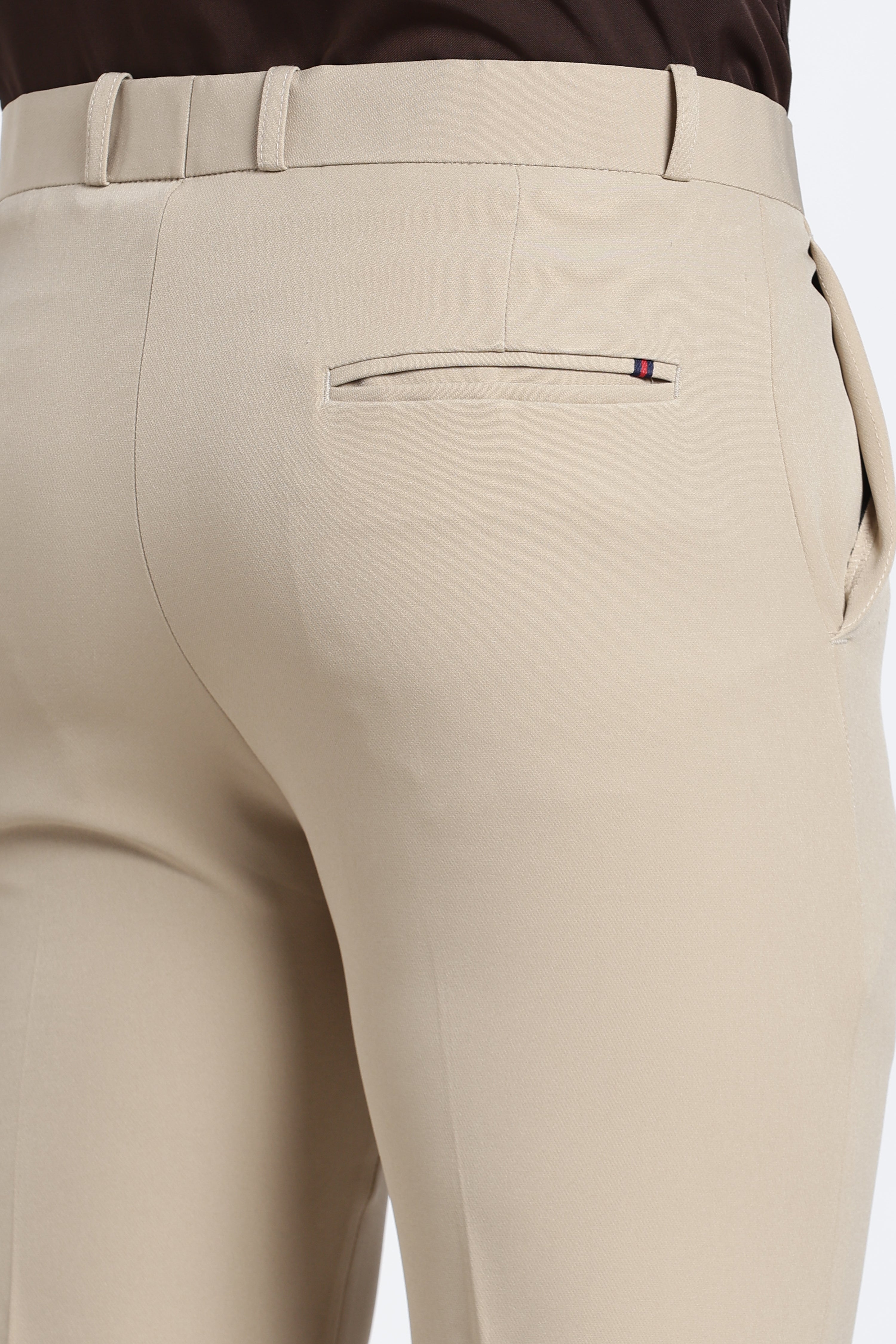Men’s Cream Beige Premium Formal Barbie Lycra Trouser