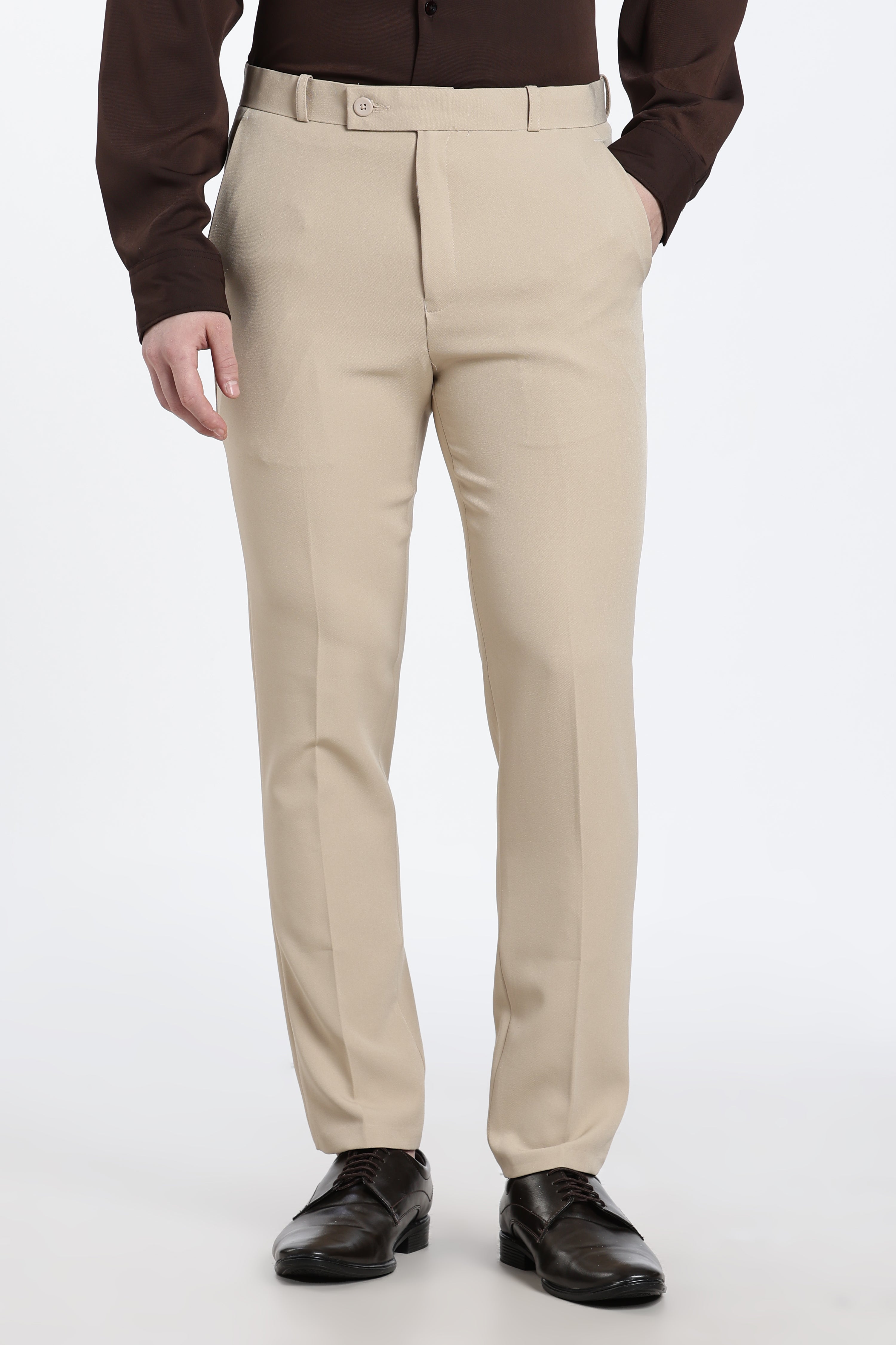 Men’s Cream Beige Premium Formal Barbie Lycra Trouser