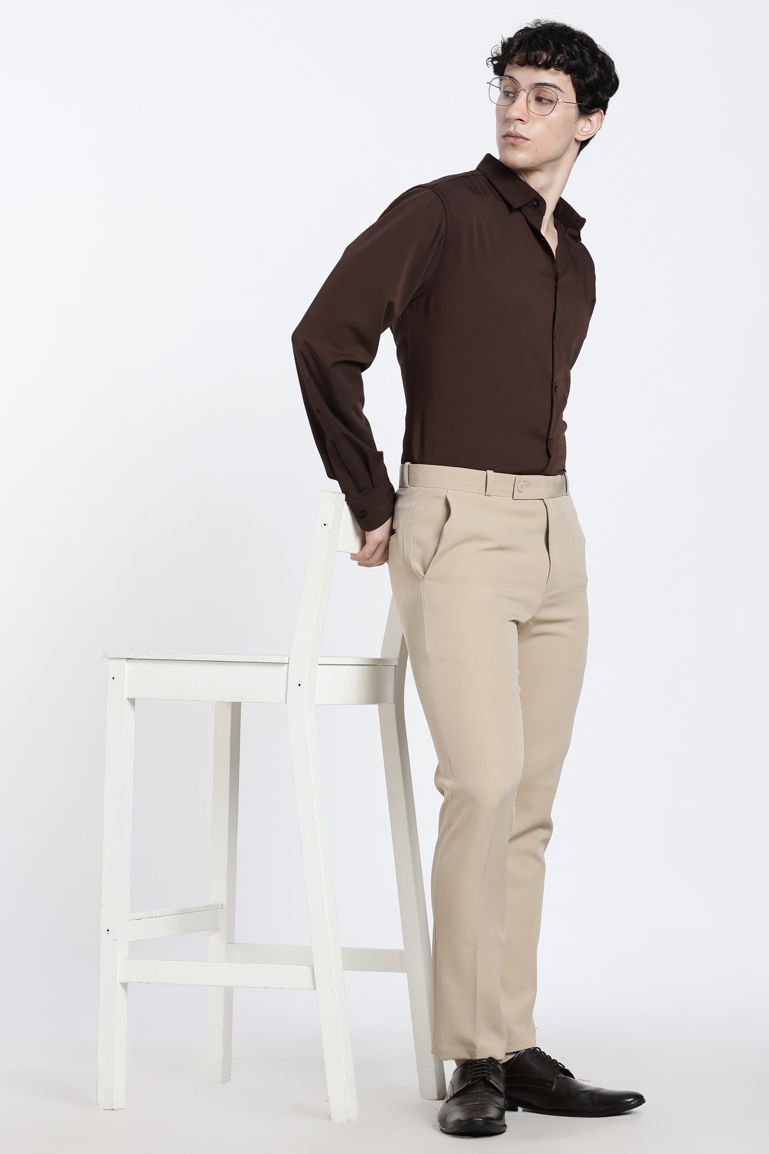 Men’s Cream Beige Premium Formal Barbie Lycra Trouser