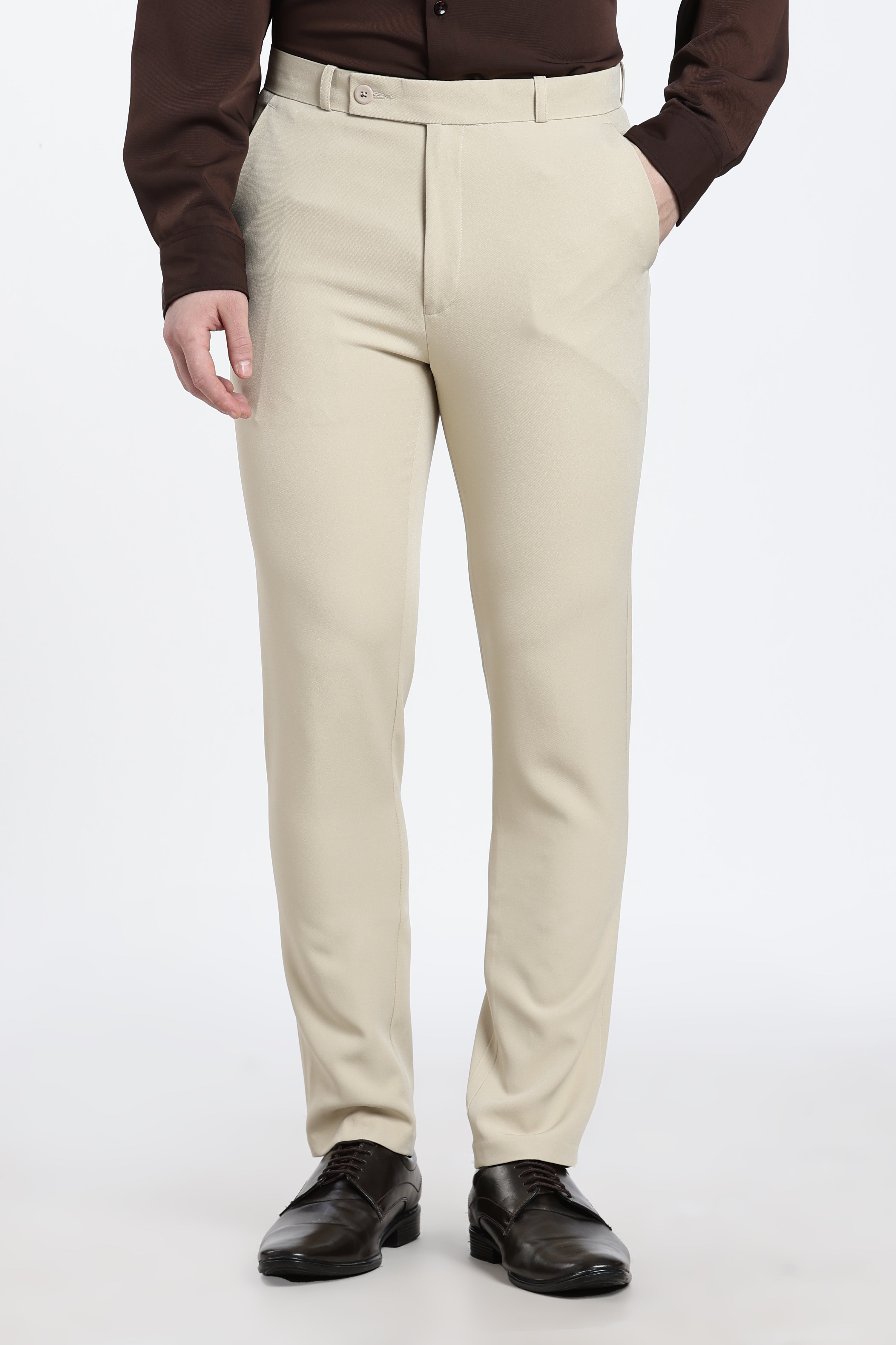 Men’s Greenish White Premium Formal Barbie Lycra Trouser