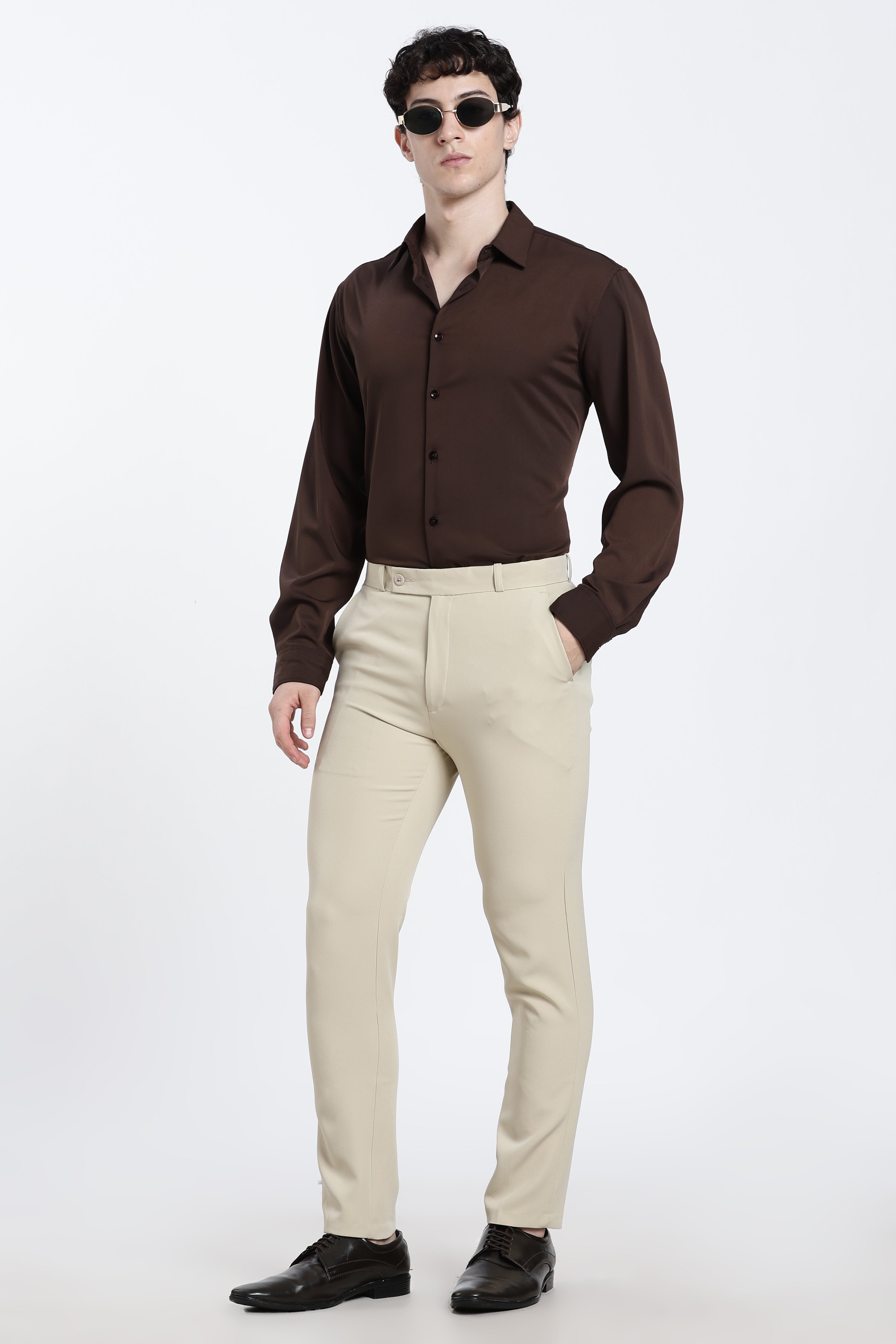 Men’s Greenish White Premium Formal Barbie Lycra Trouser