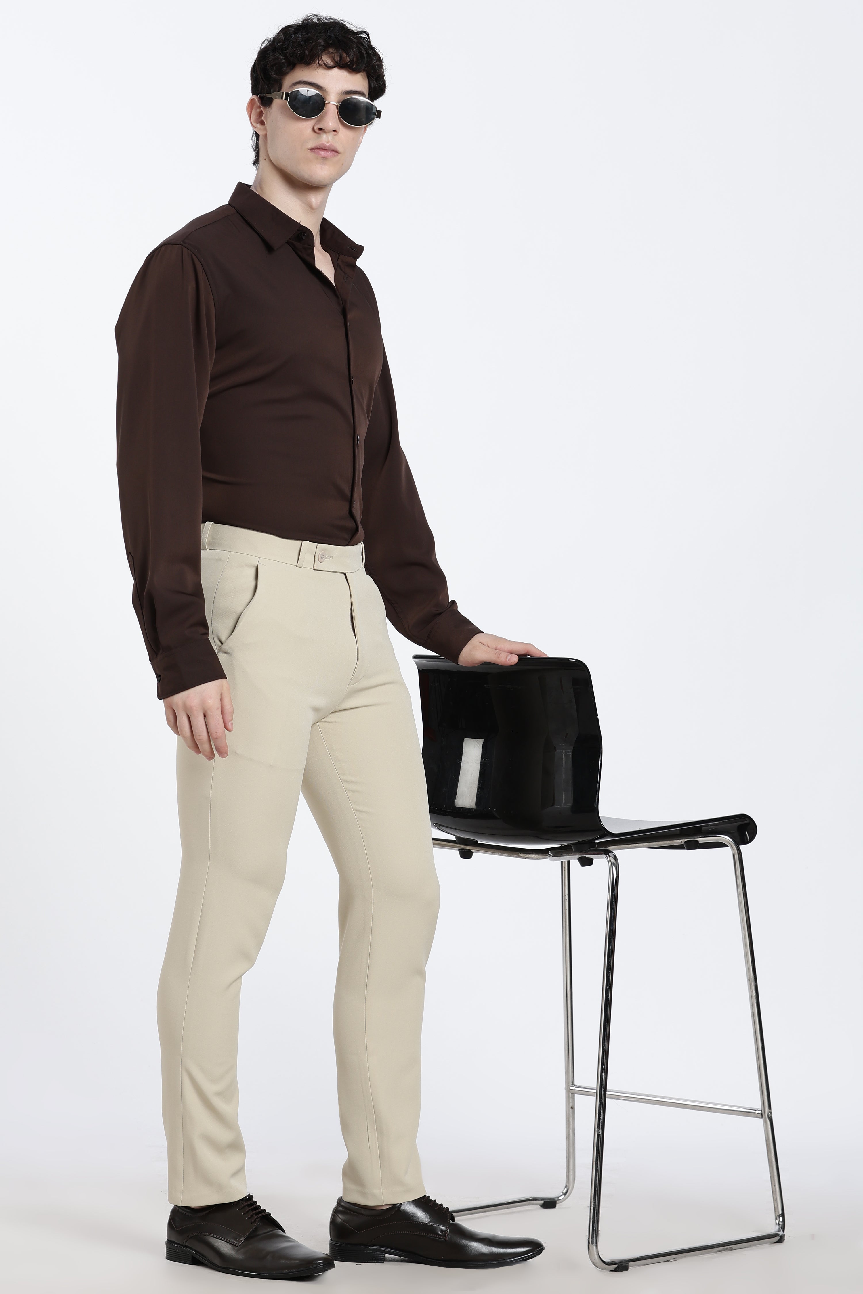 Men’s Greenish White Premium Formal Barbie Lycra Trouser