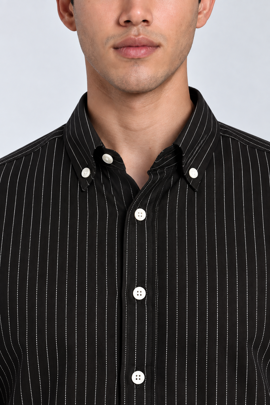 Men’s Black Striped Shirt-Slim Fit