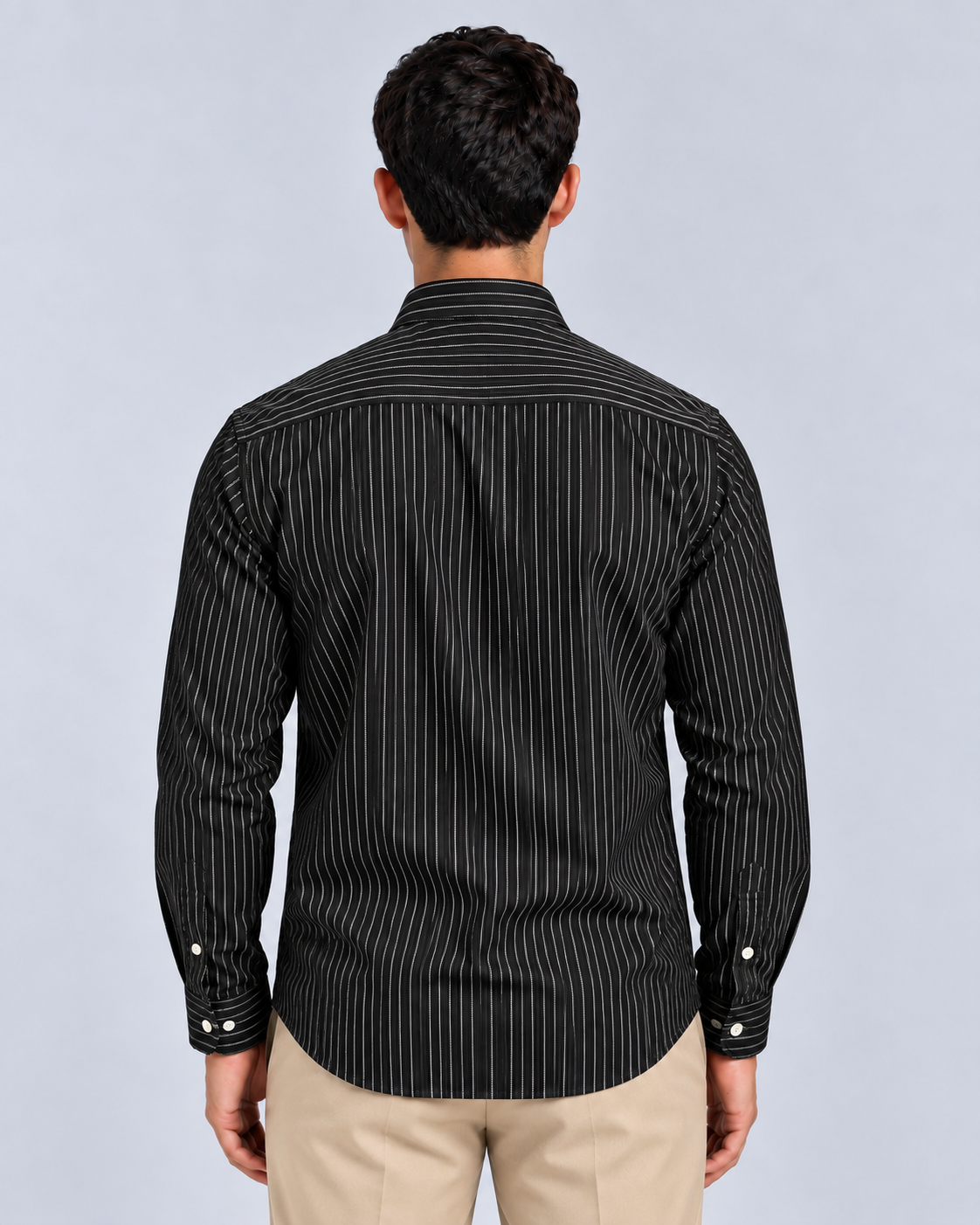 Men’s Black Striped Shirt-Slim Fit