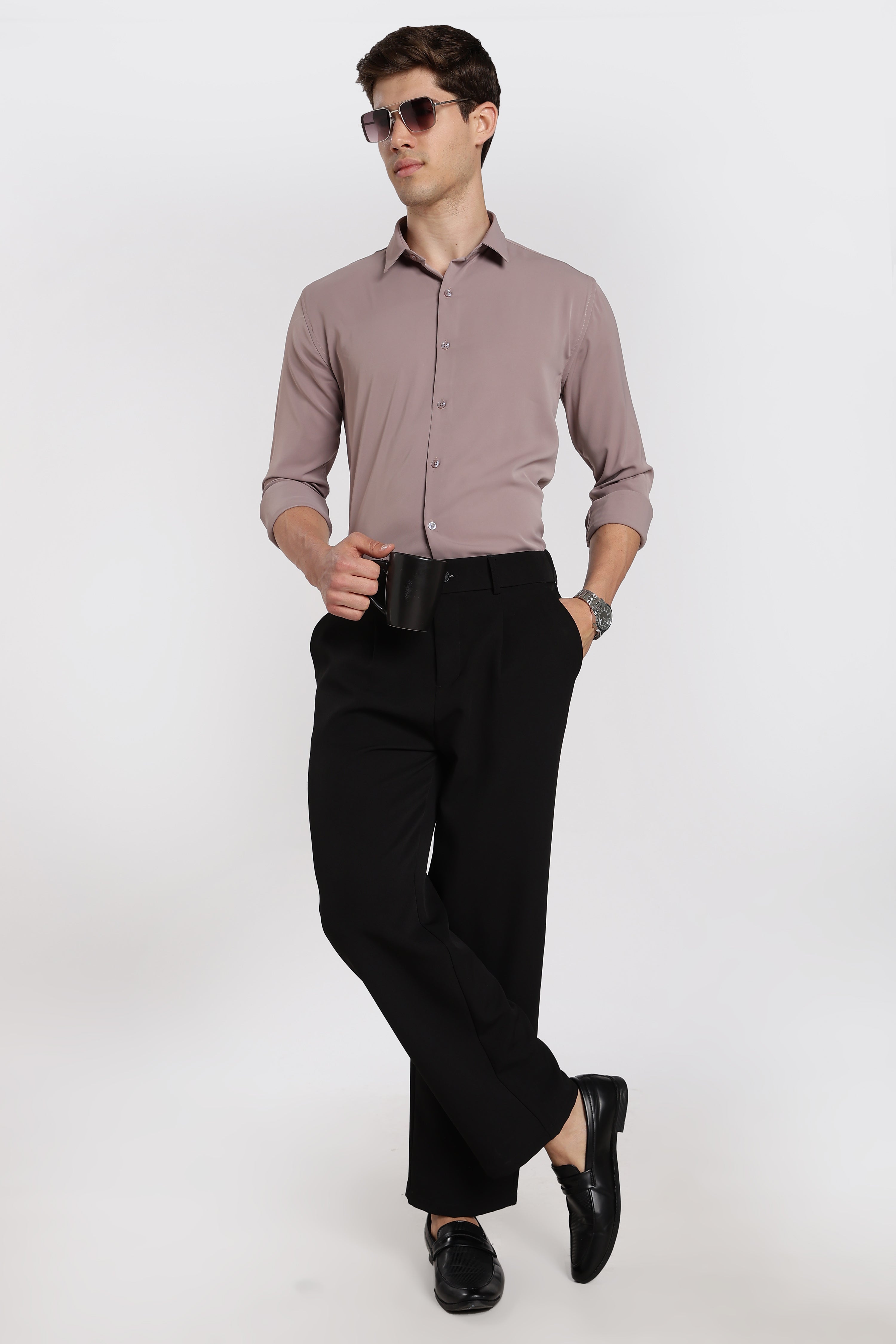 Men's Baby Pink Imported Japanese Lycra Formal Shirt