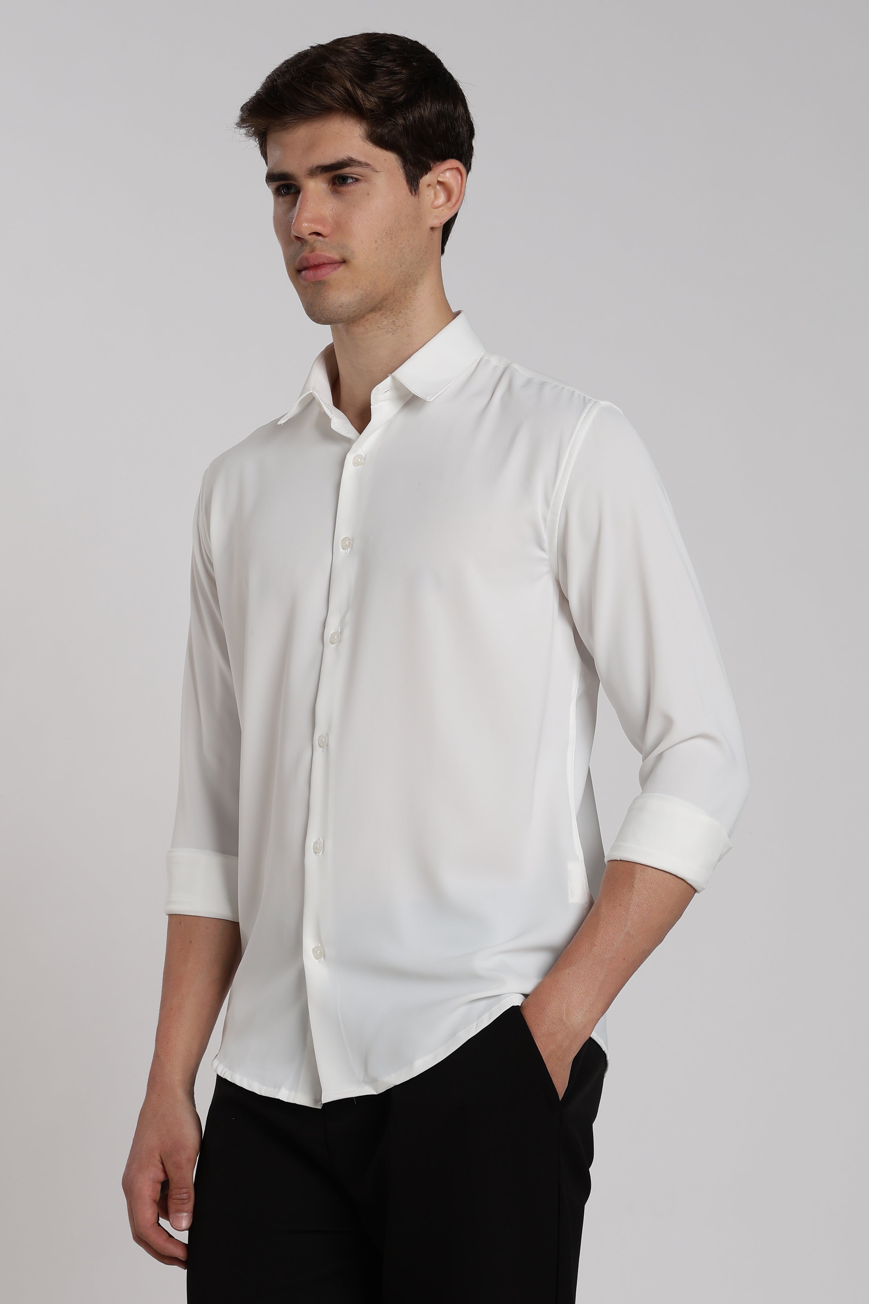 Men’s White Imported Japanese Lycra Formal Shirt