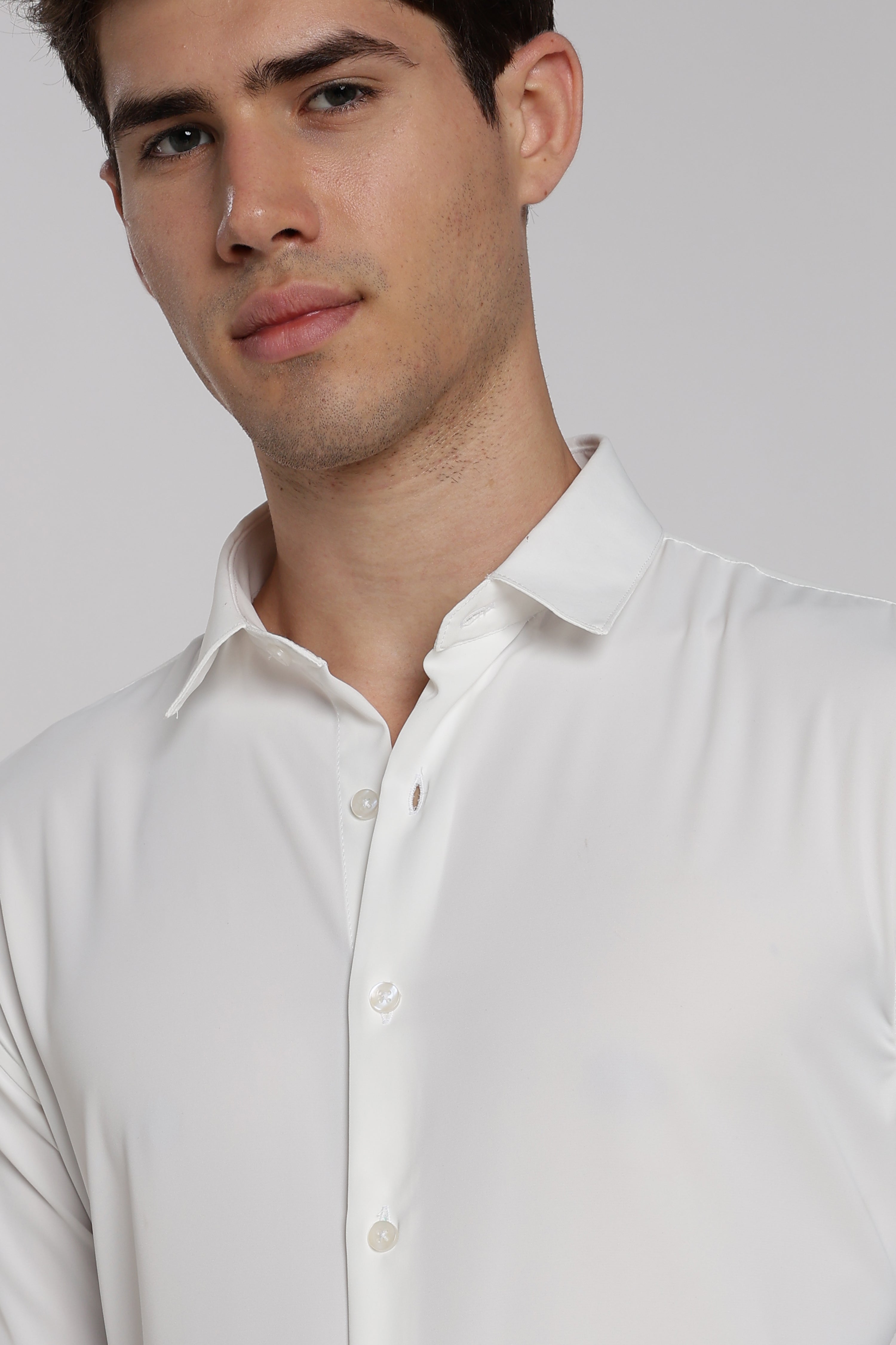Men’s White Imported Japanese Lycra Formal Shirt