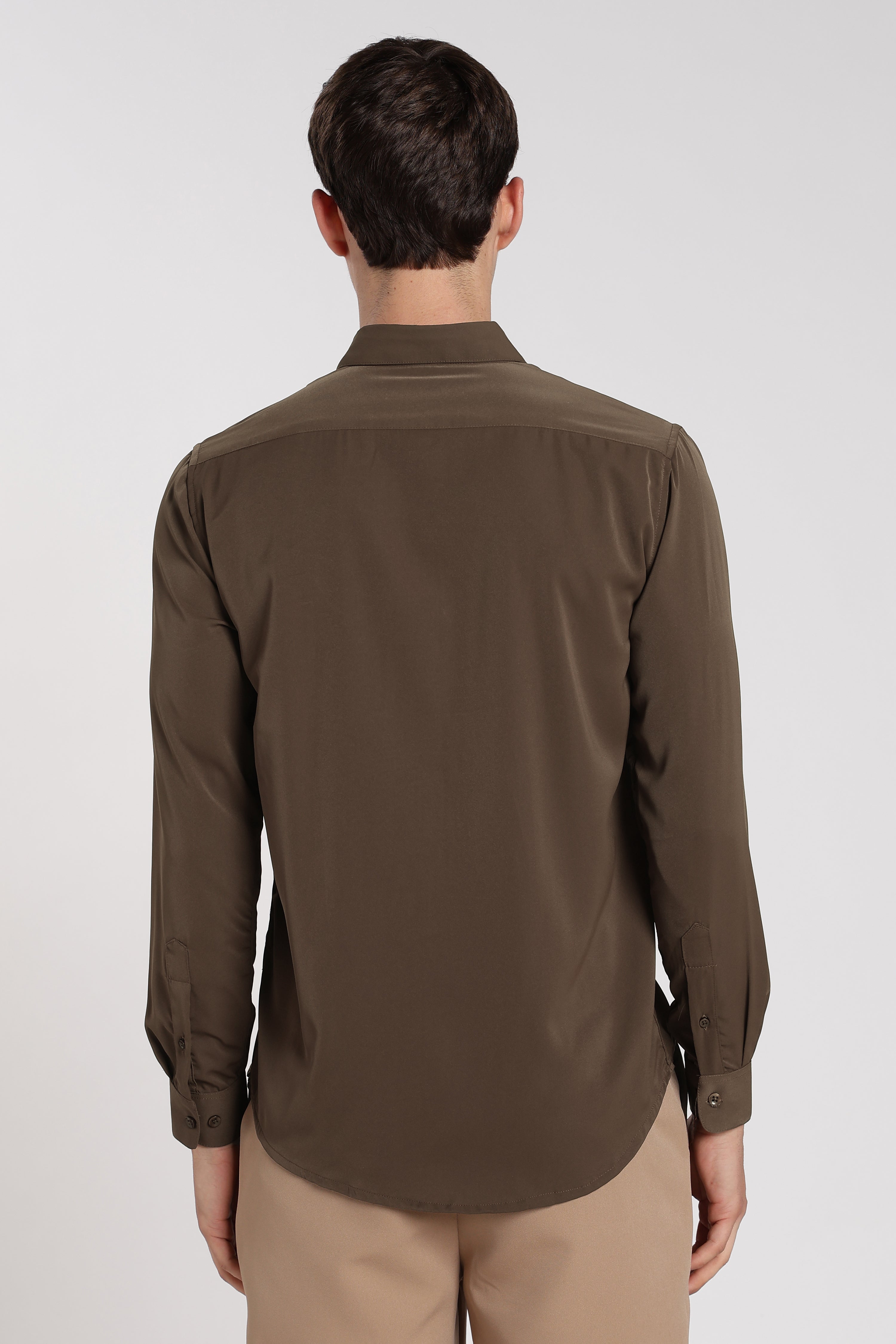 Men’s Khaki Imported Japanese Lycra Formal Shirt
