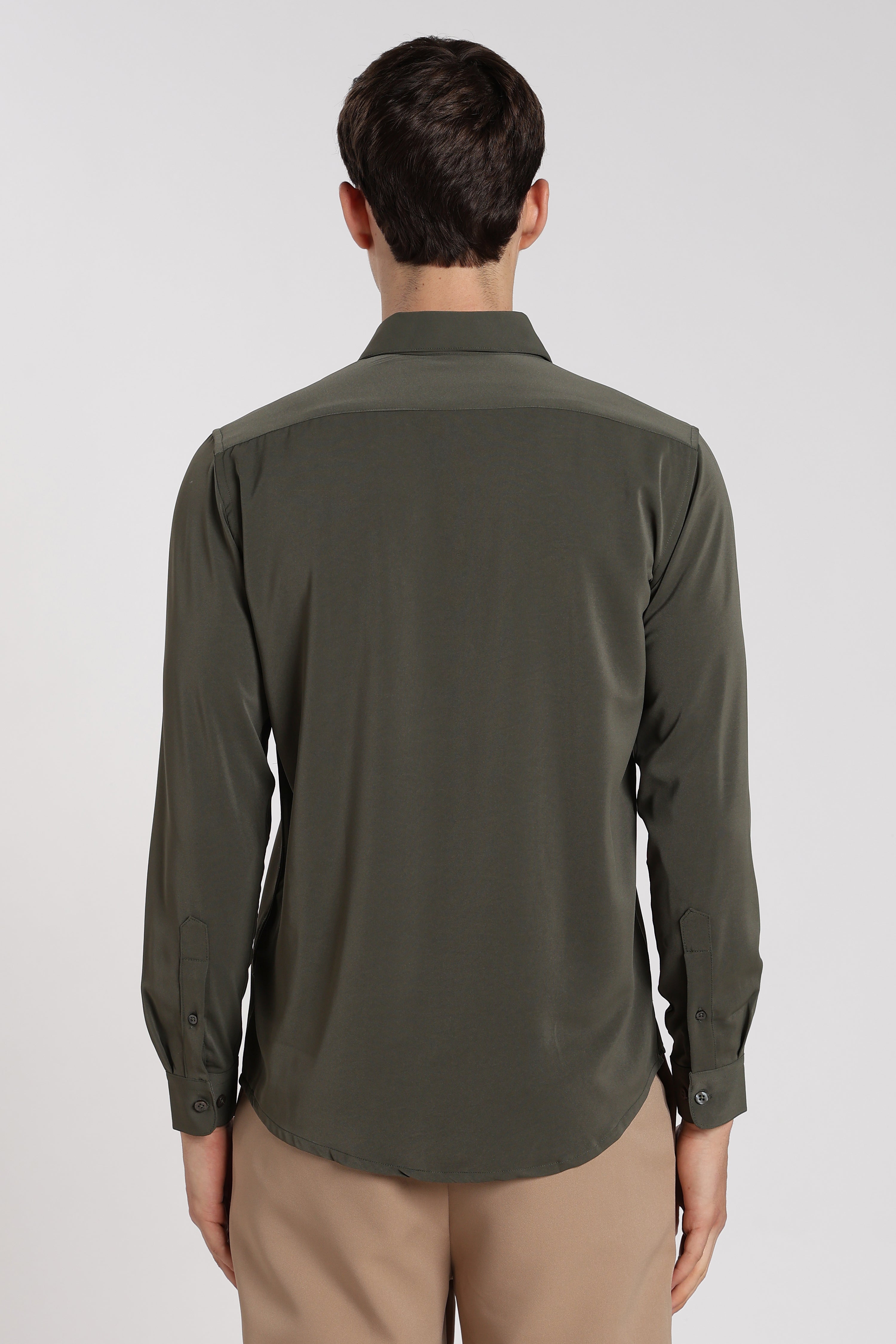 Men’s Olive Green Imported Japanese Lycra Formal Shirt