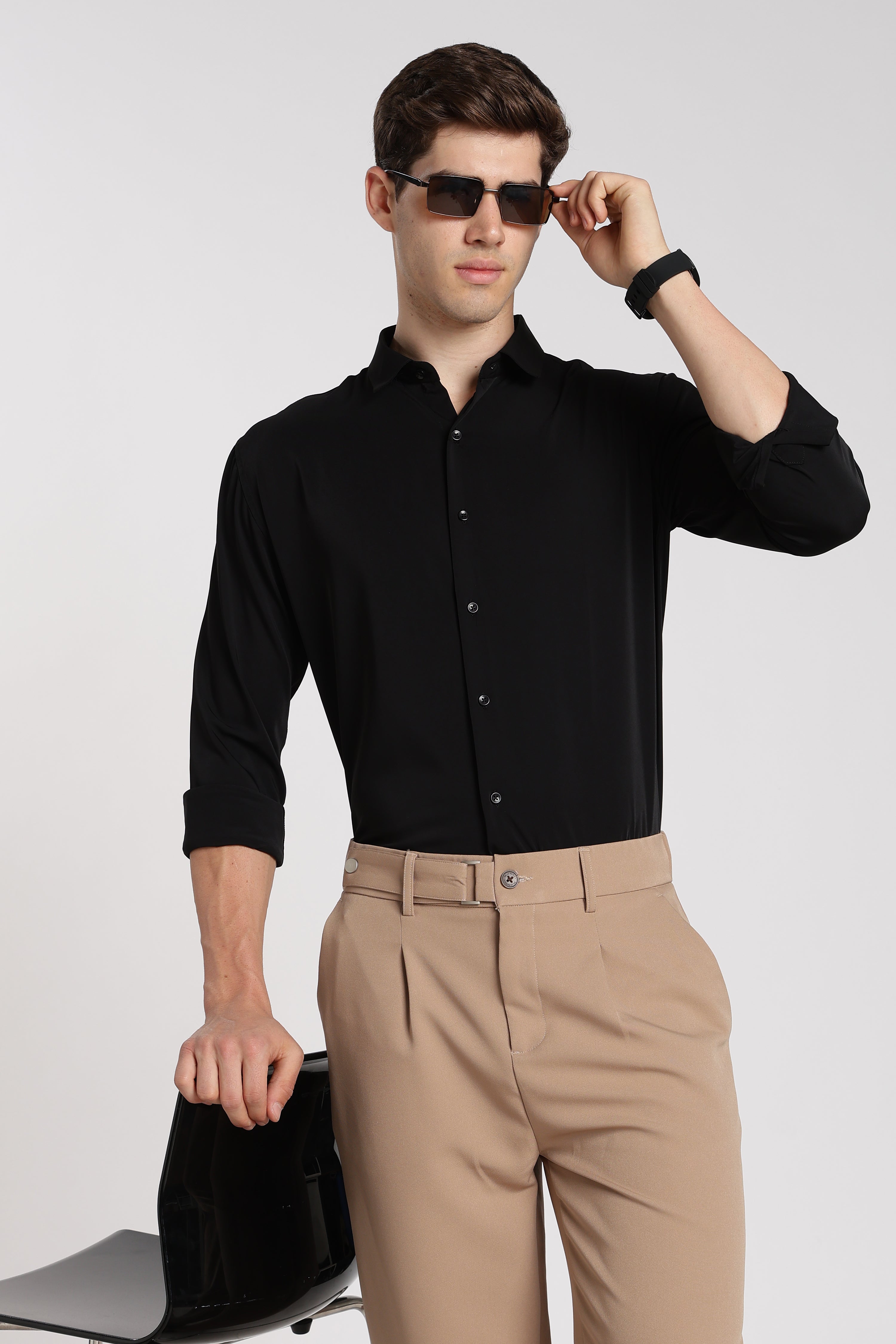 Men’s Charcoal Grey Imported Japanese Lycra Formal Shirt