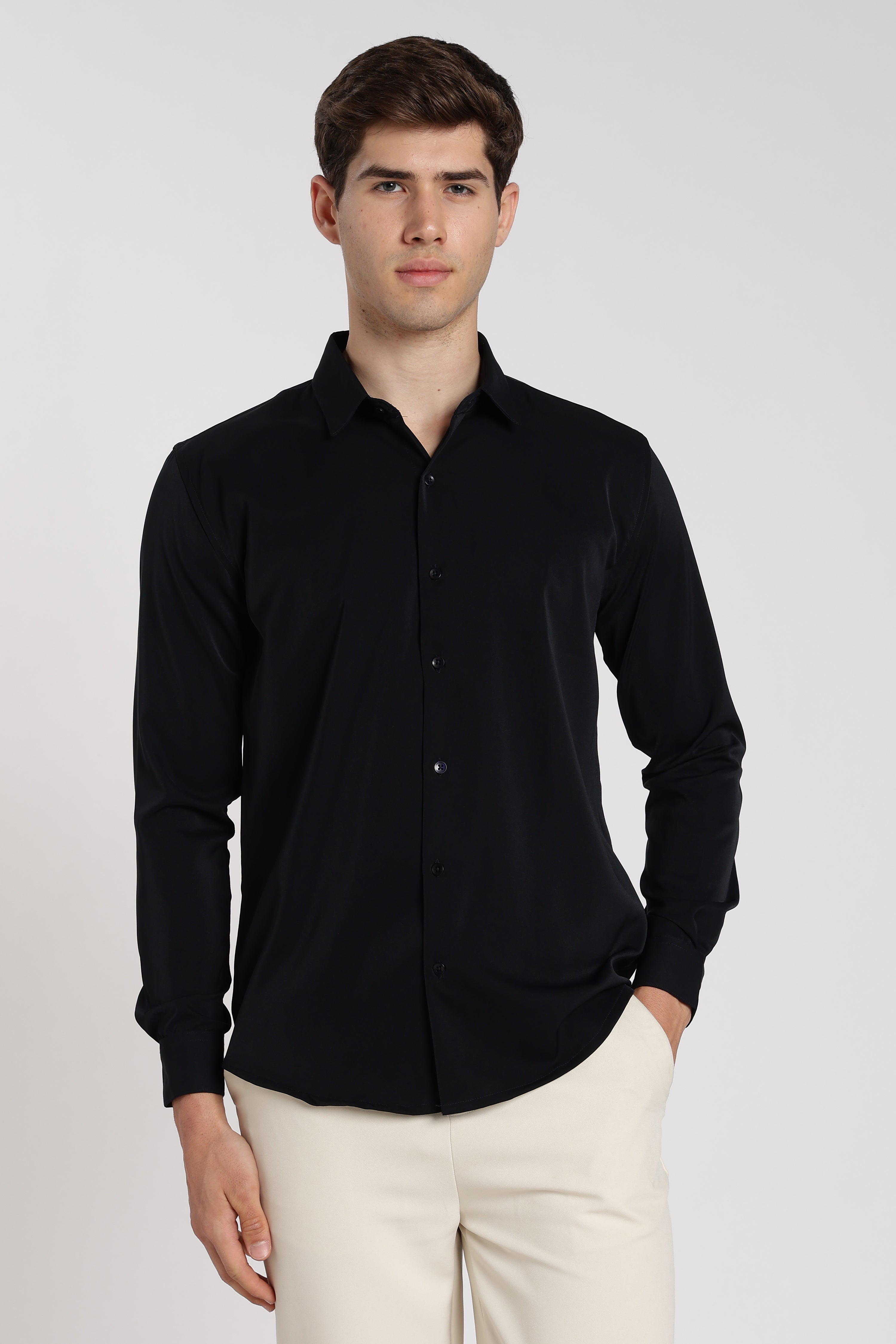 Men’s Dark Navy Blue Imported Japanese Lycra Formal Shirt