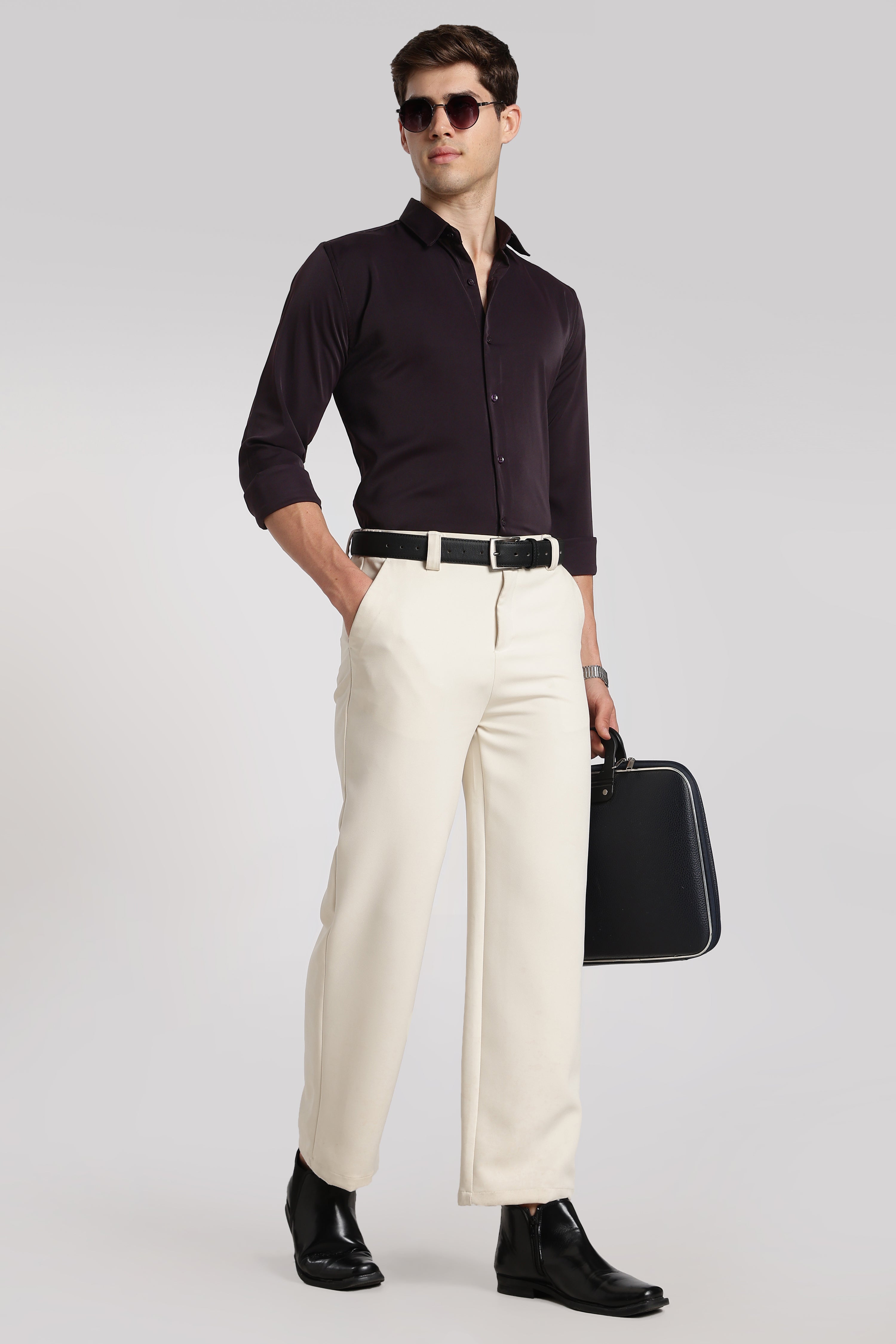Men's Purple Imported Japanese Lycra Formal Shirt