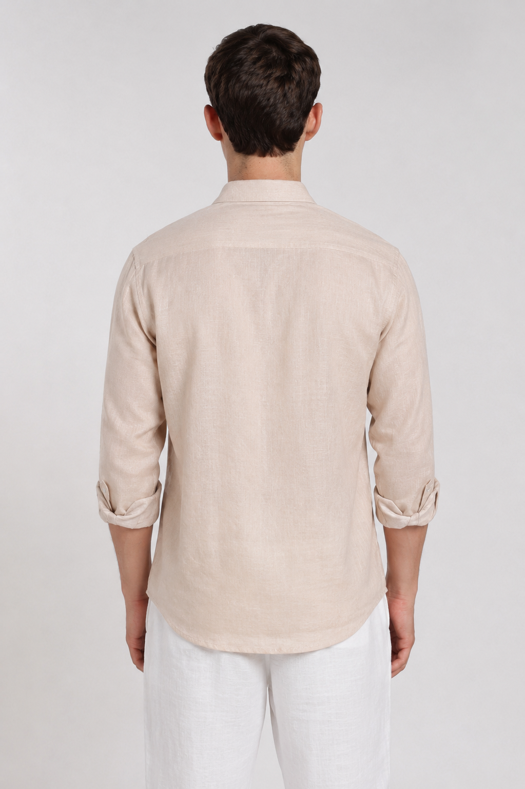 Beige linen shirt – back view | Duch Clothing