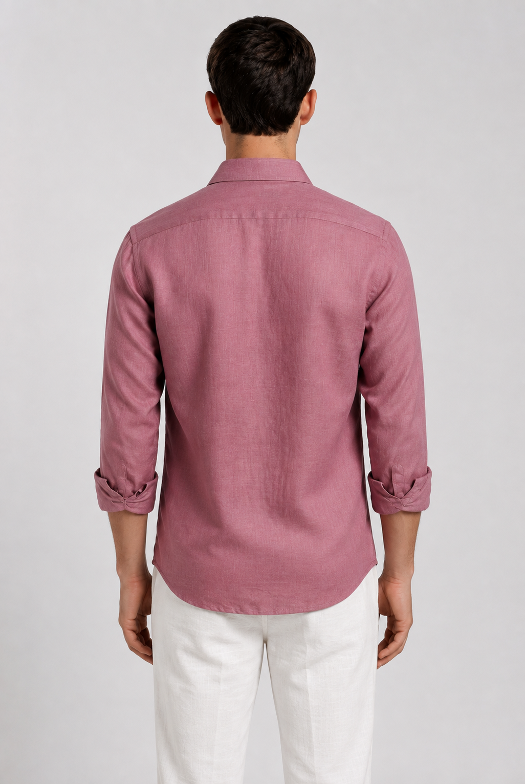 Mauve linen shirt – back view | Duch Clothing