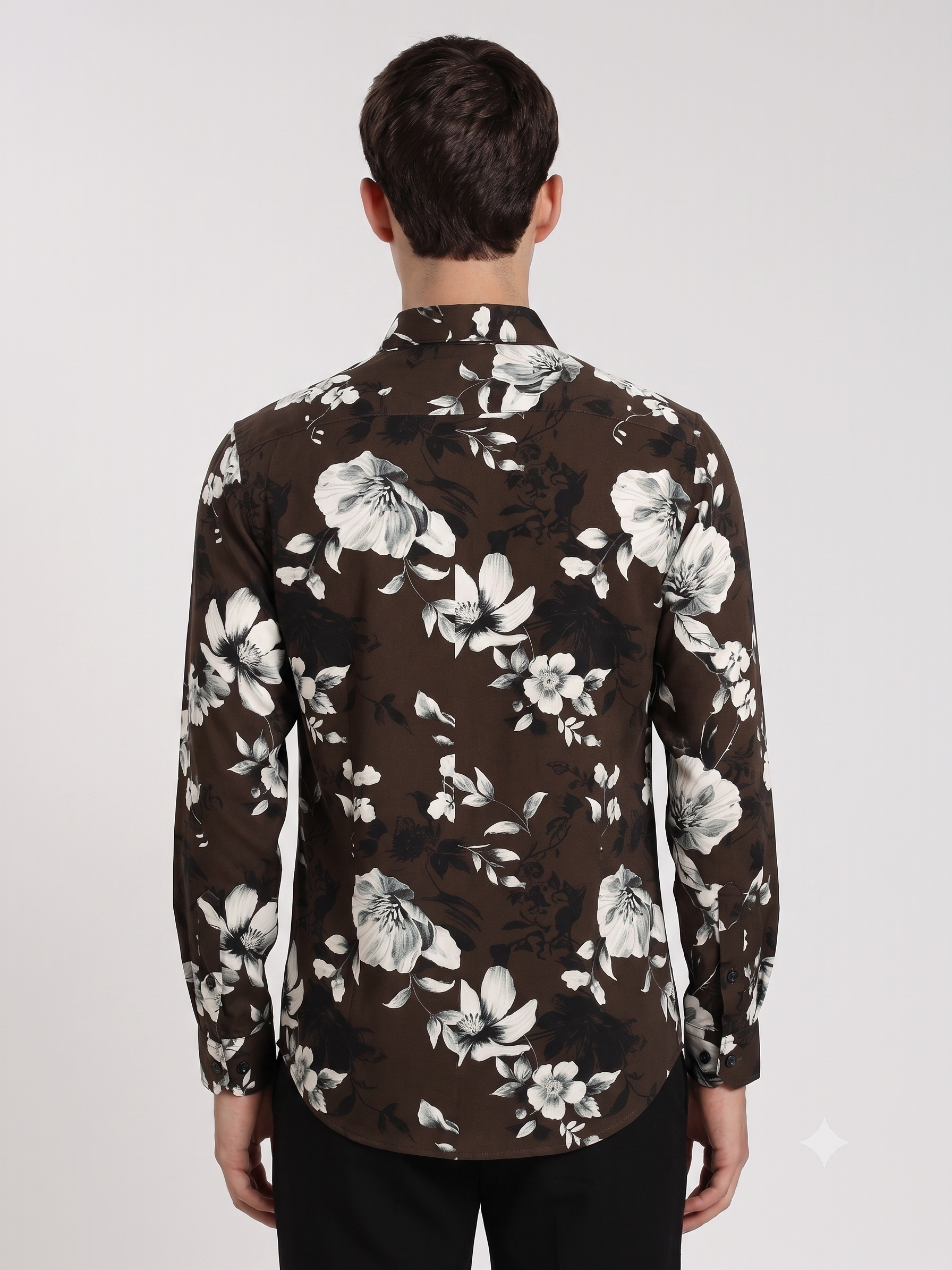 Men's Brown Floral Print Regular Fit Casual Shirt