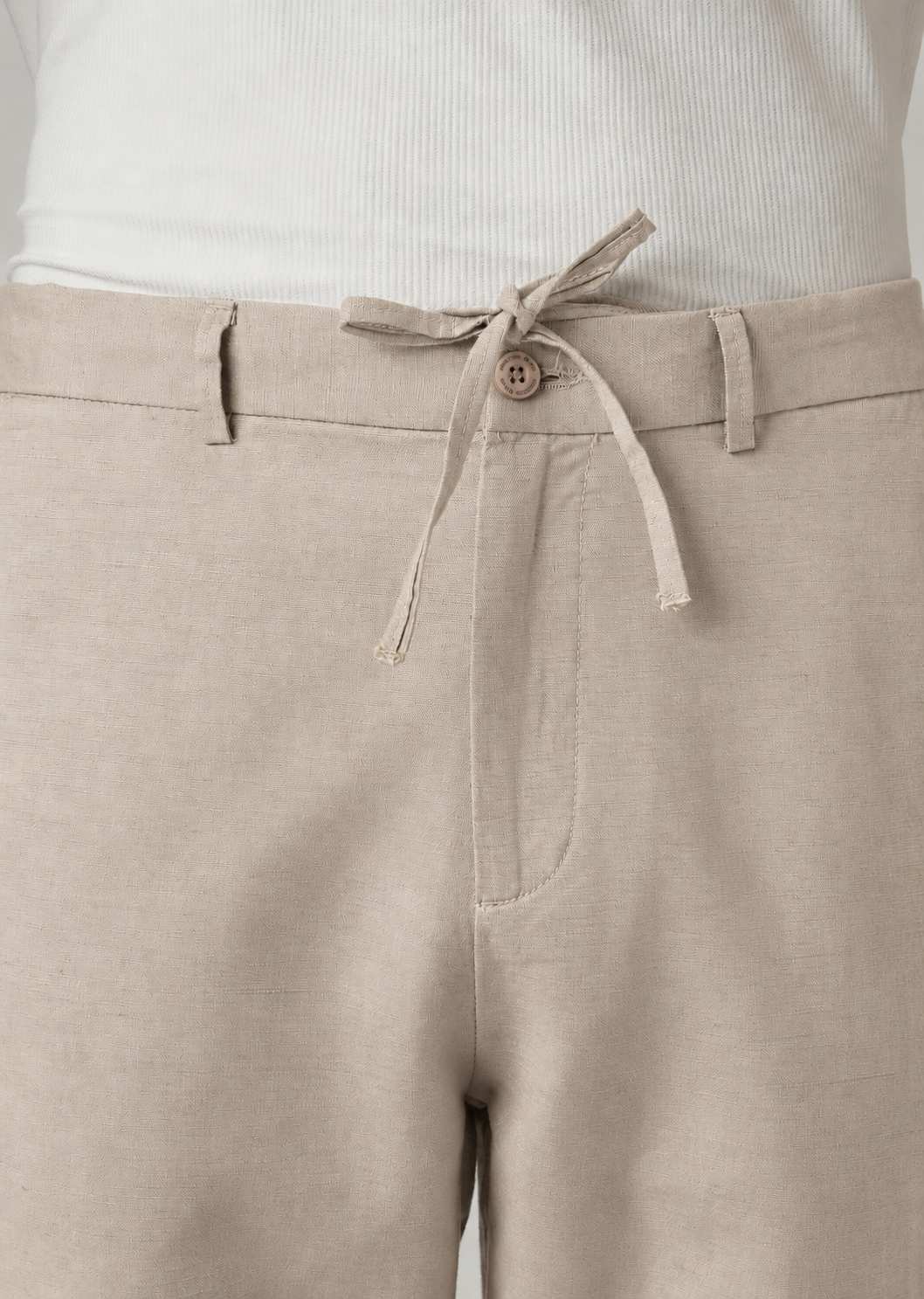 Men's Beige Cotton Linen Trousers