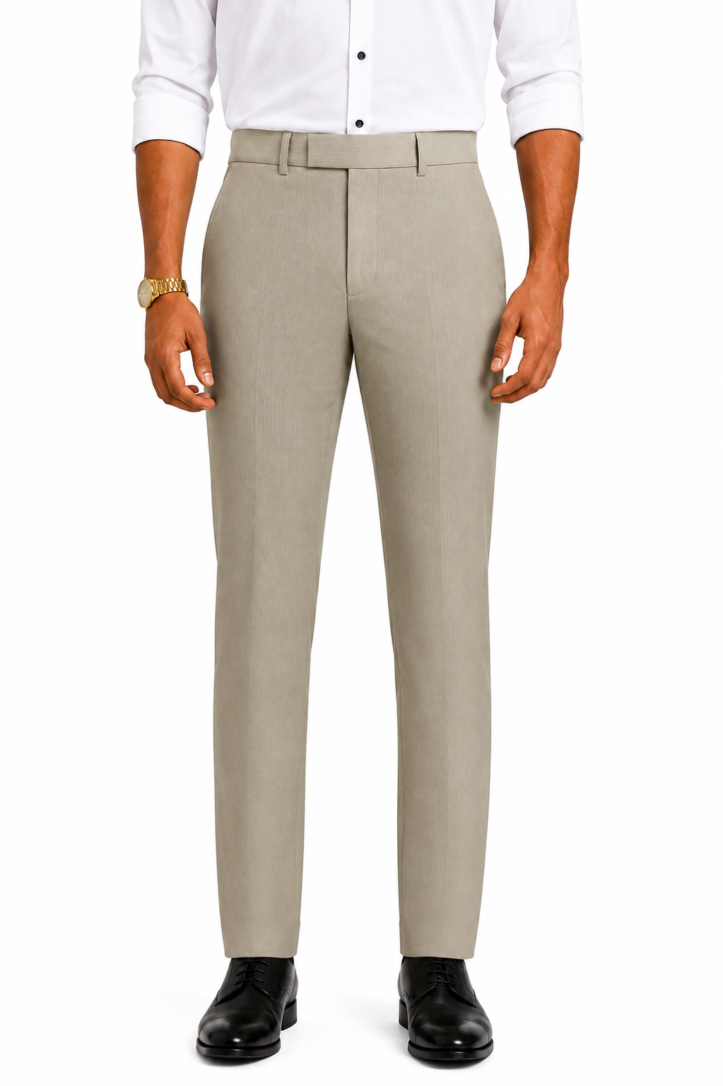 Men's Slim Fit Beige Trousers – Jupiter Fabric