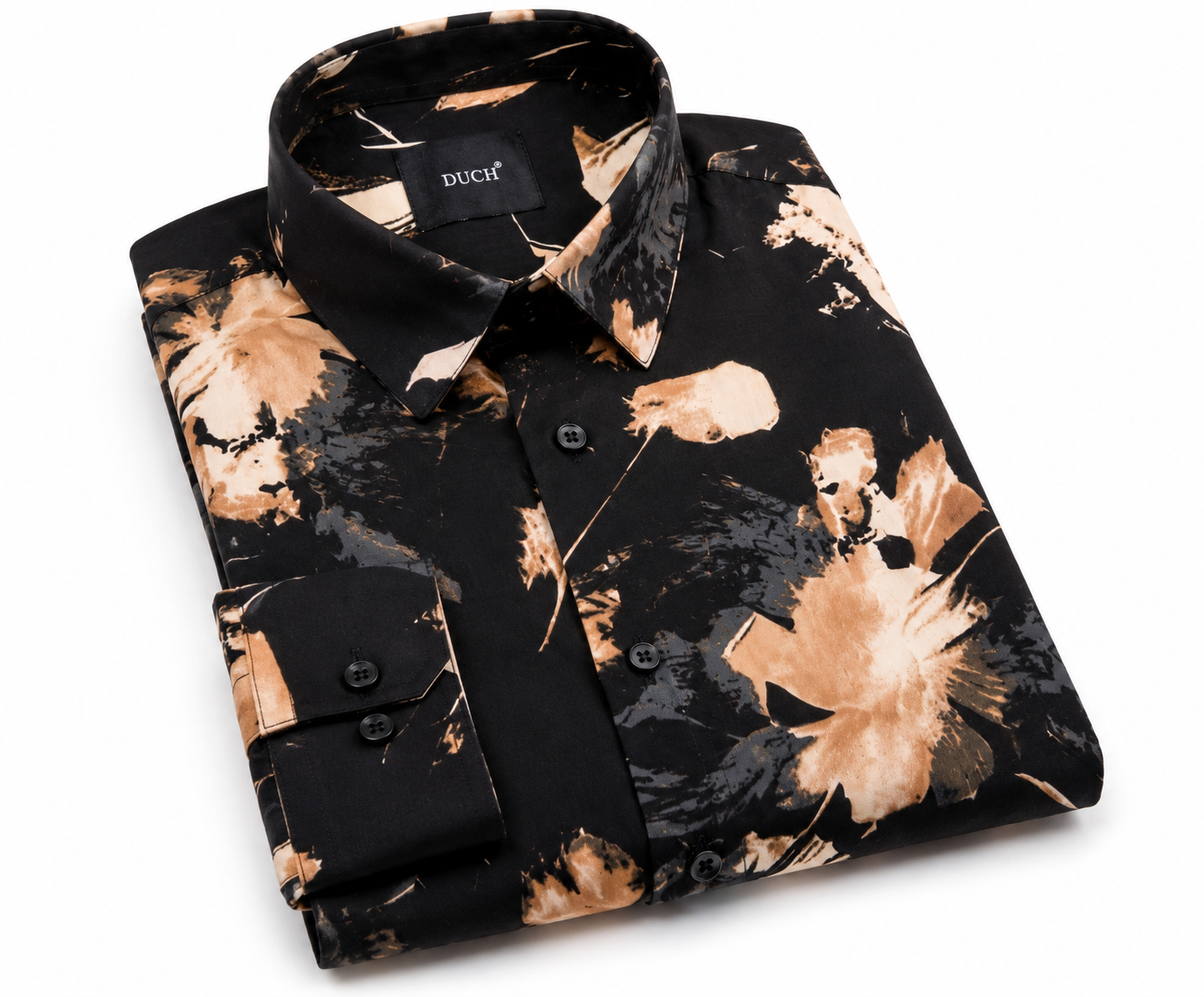 Men's Black Floral Print Regular Fit Casual Shirt
