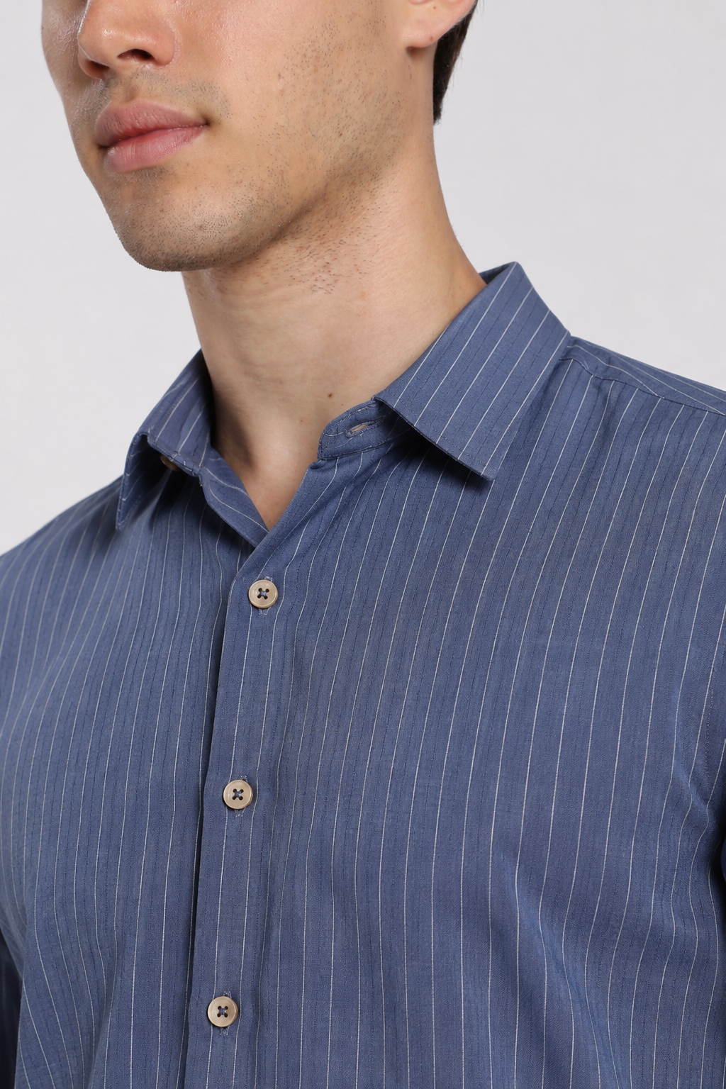 Men's Blue Striped Premium Formal Shirt