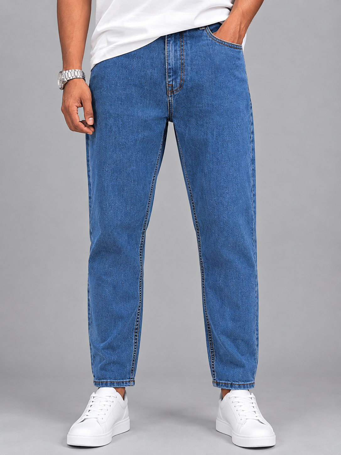 Mid Blue Mom Fit Jeans for Men