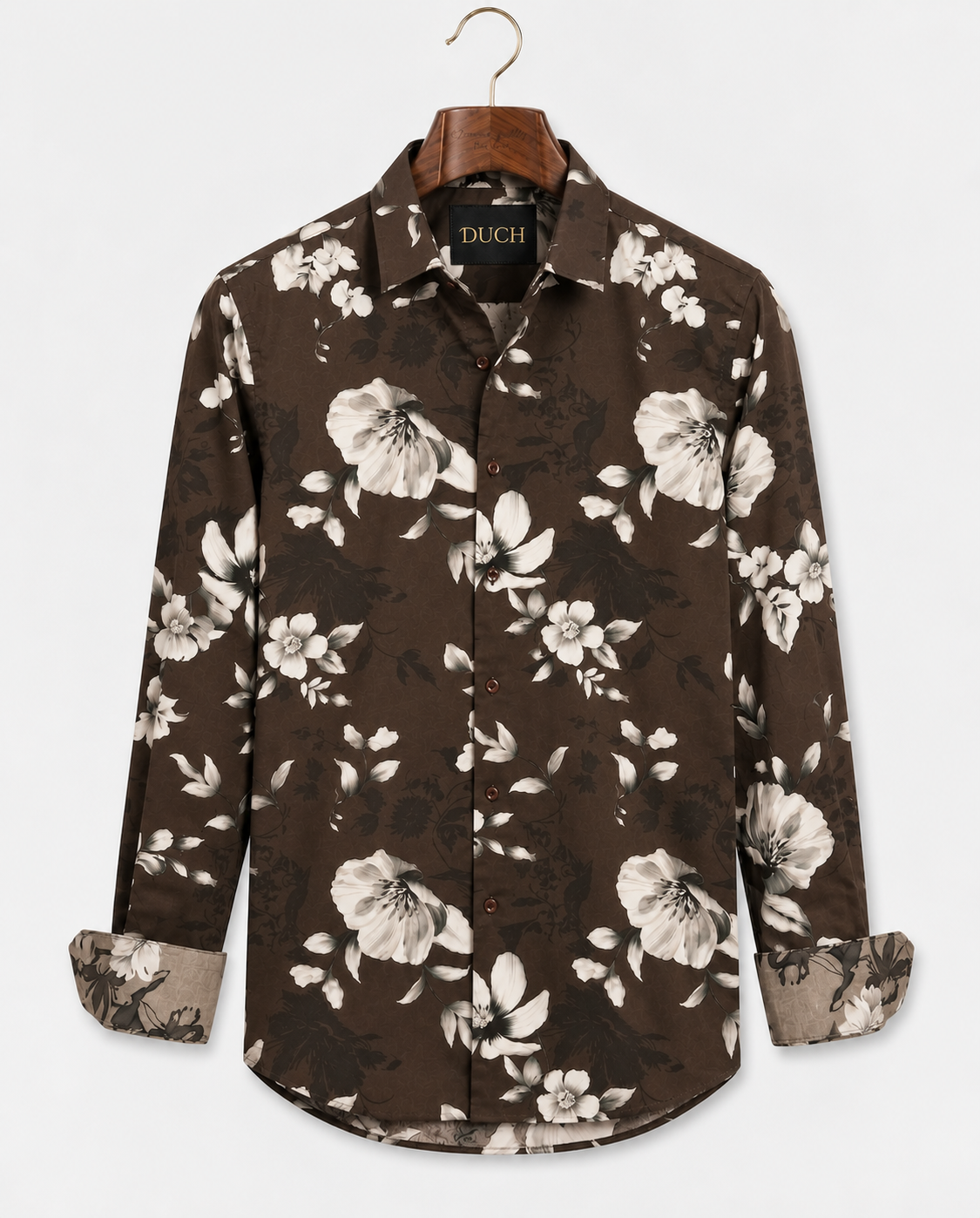 Men's Brown Floral Print Regular Fit Casual Shirt