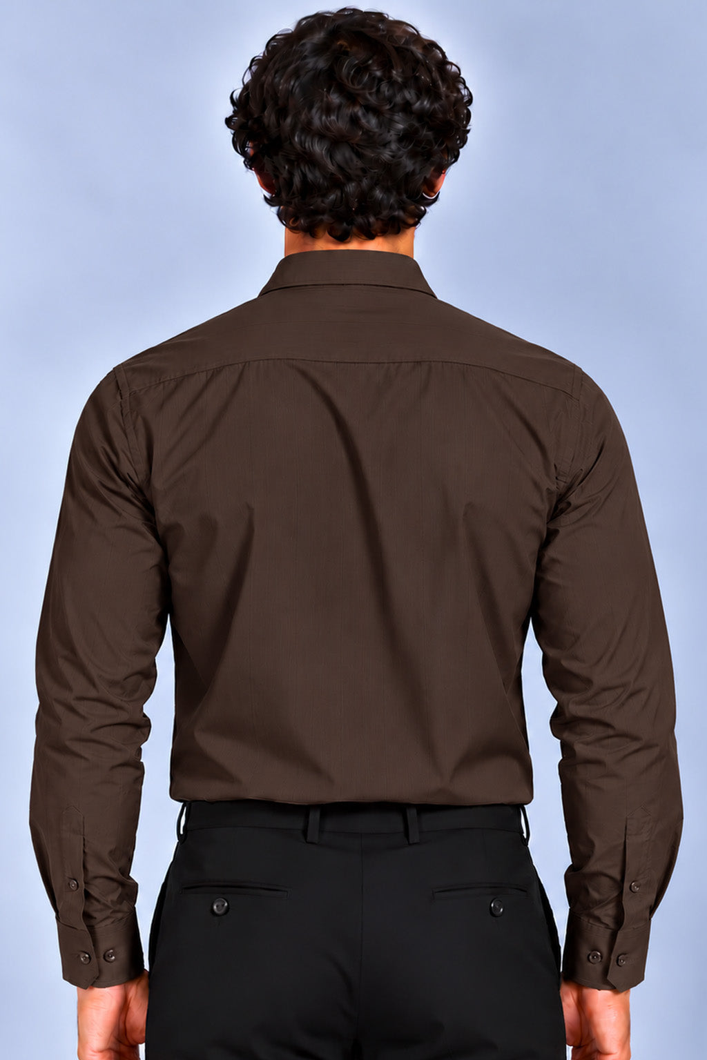 Men's Brown Satin Stripe Slim Fit Full Sleeve Formal Shirt