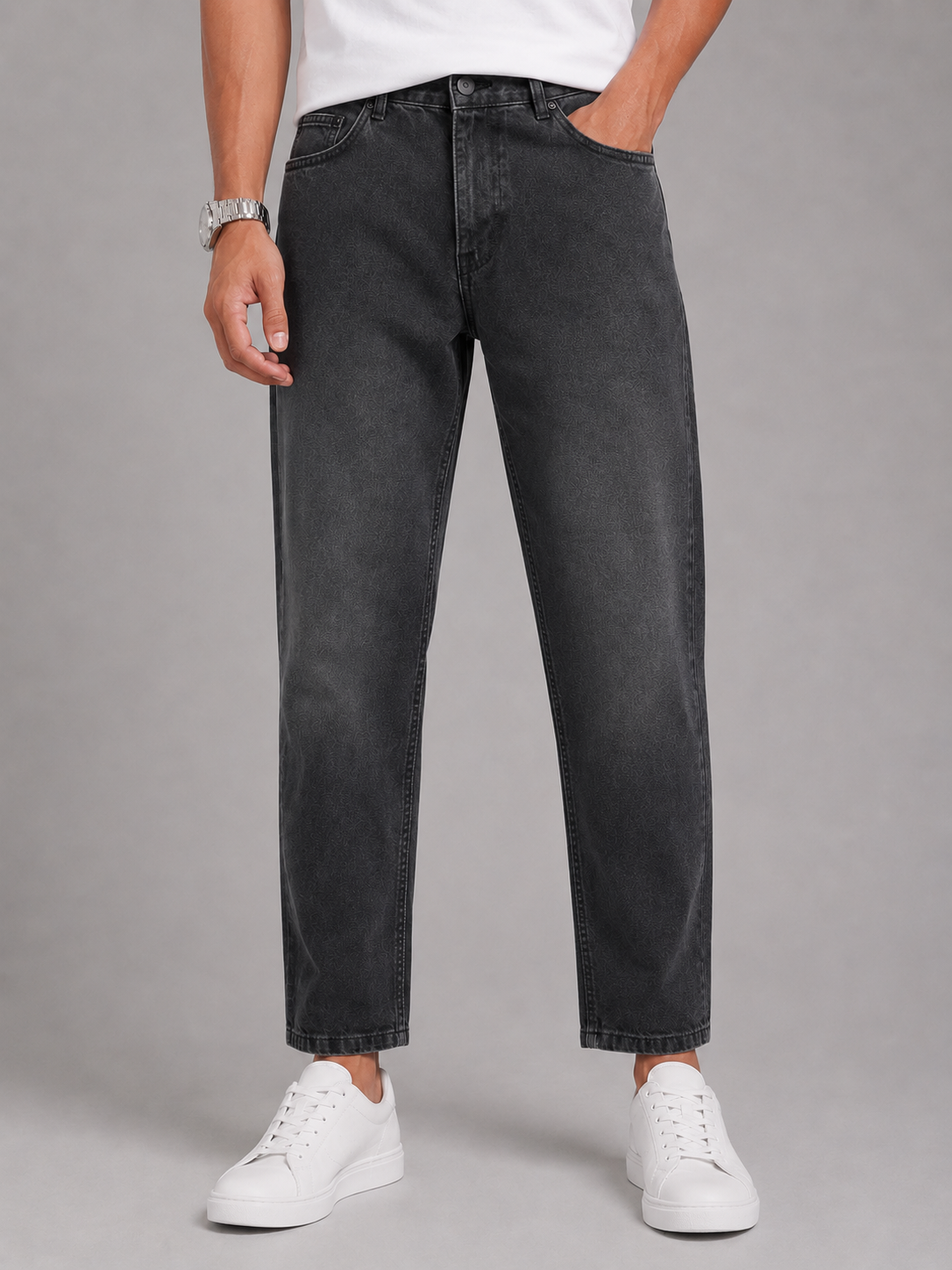 Men's Black Mom-Fit Jeans for Men