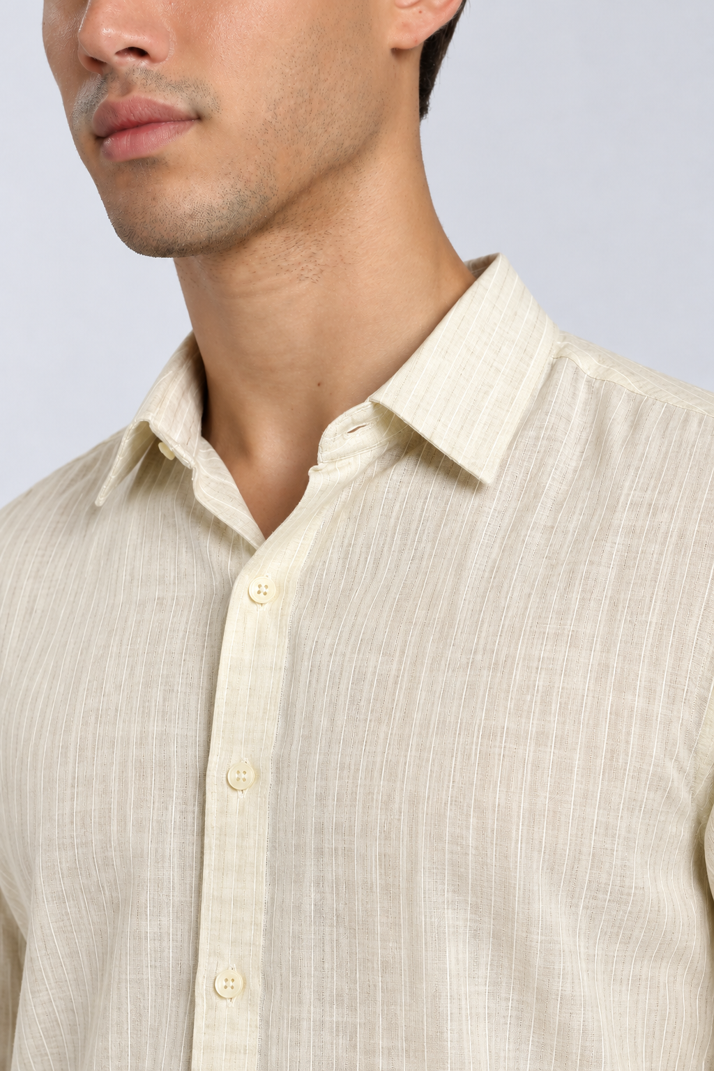 Men's Cream Striped Premium Formal Shirt