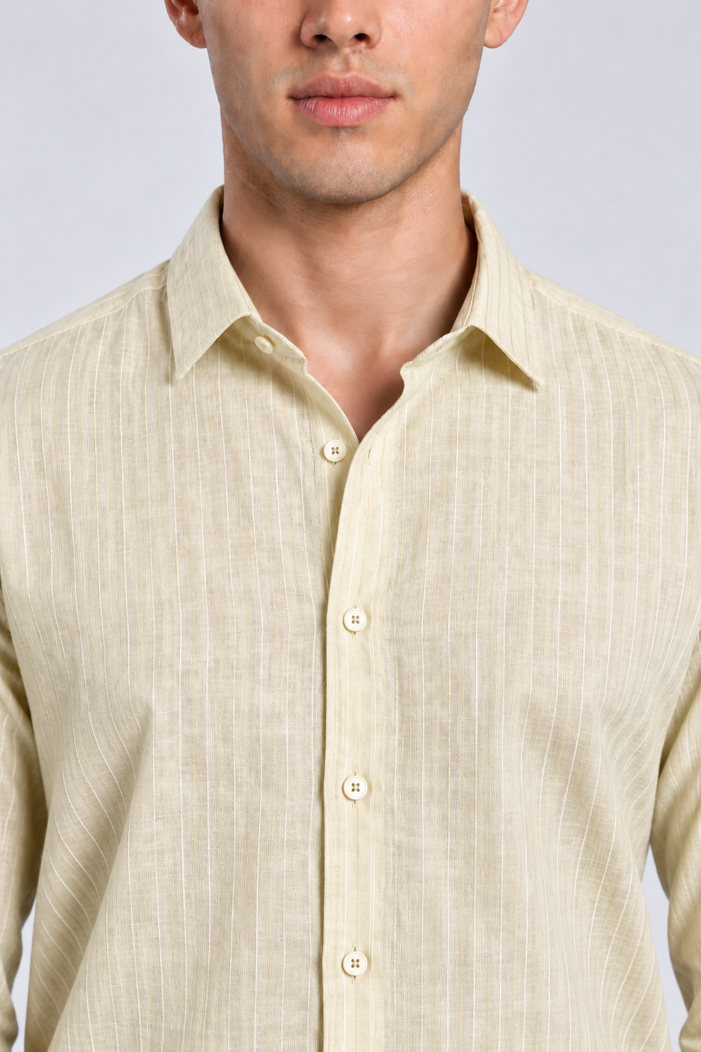 Men's Cream Striped Premium Formal Shirt