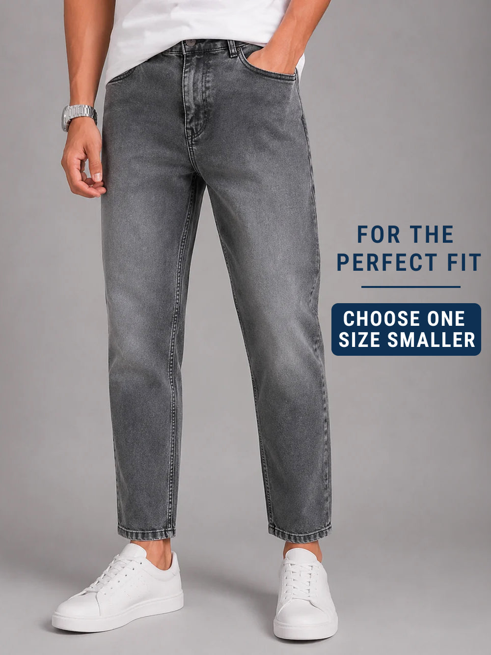 Dark Grey Mom Fit Jeans for Men
