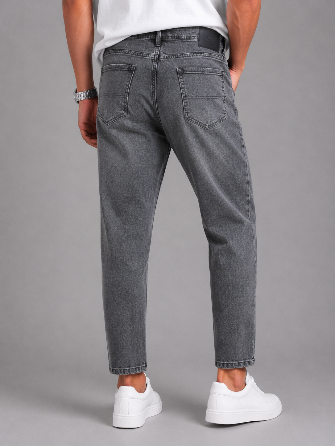Dark Grey Mom Fit Jeans for Men