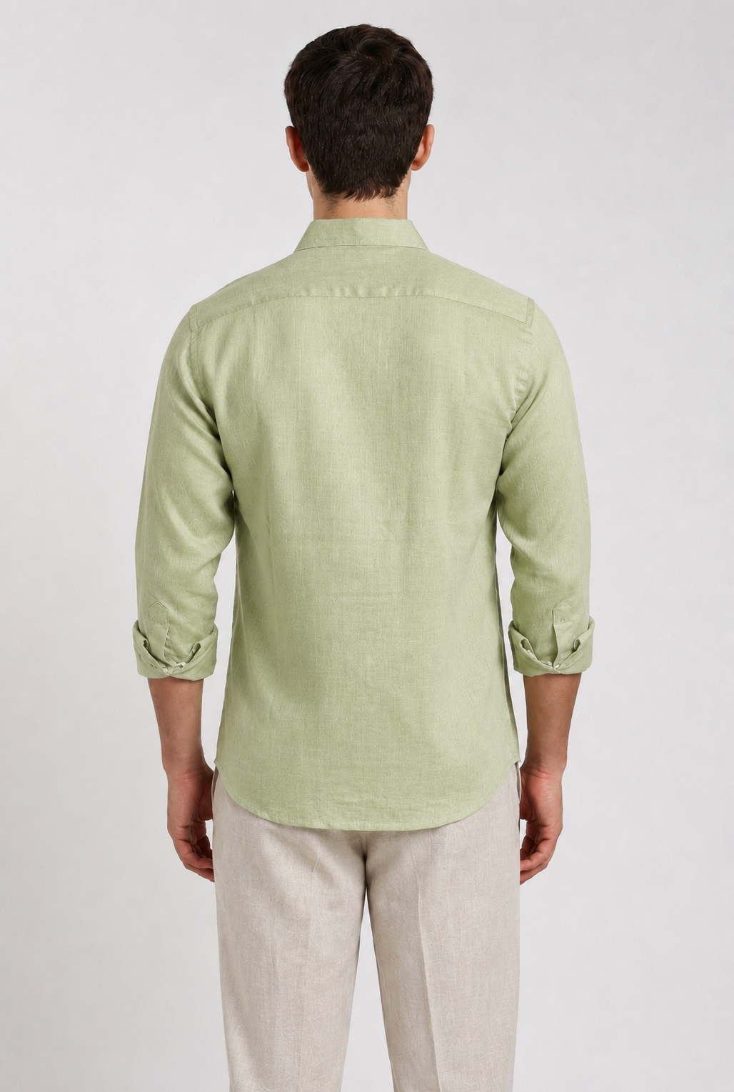 Men's Lime Green Linen Slim Fit Full Sleeve Casual Shirt