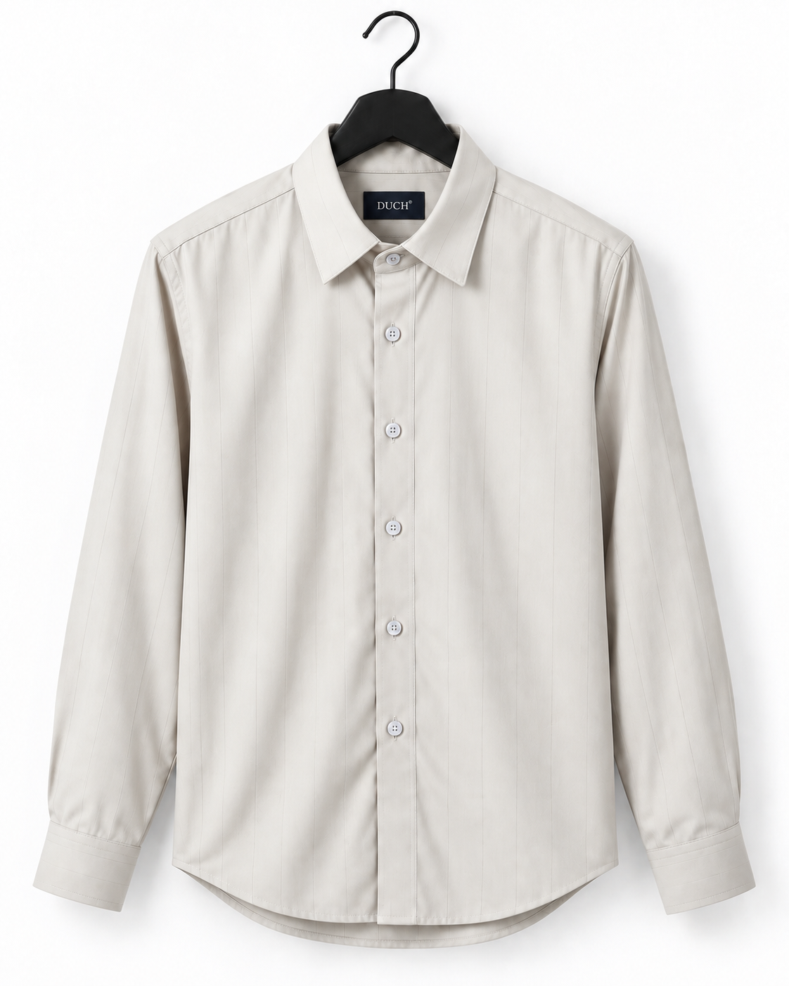 Men's Beige Satin Stripe Slim Fit Full Sleeve Formal Shirt