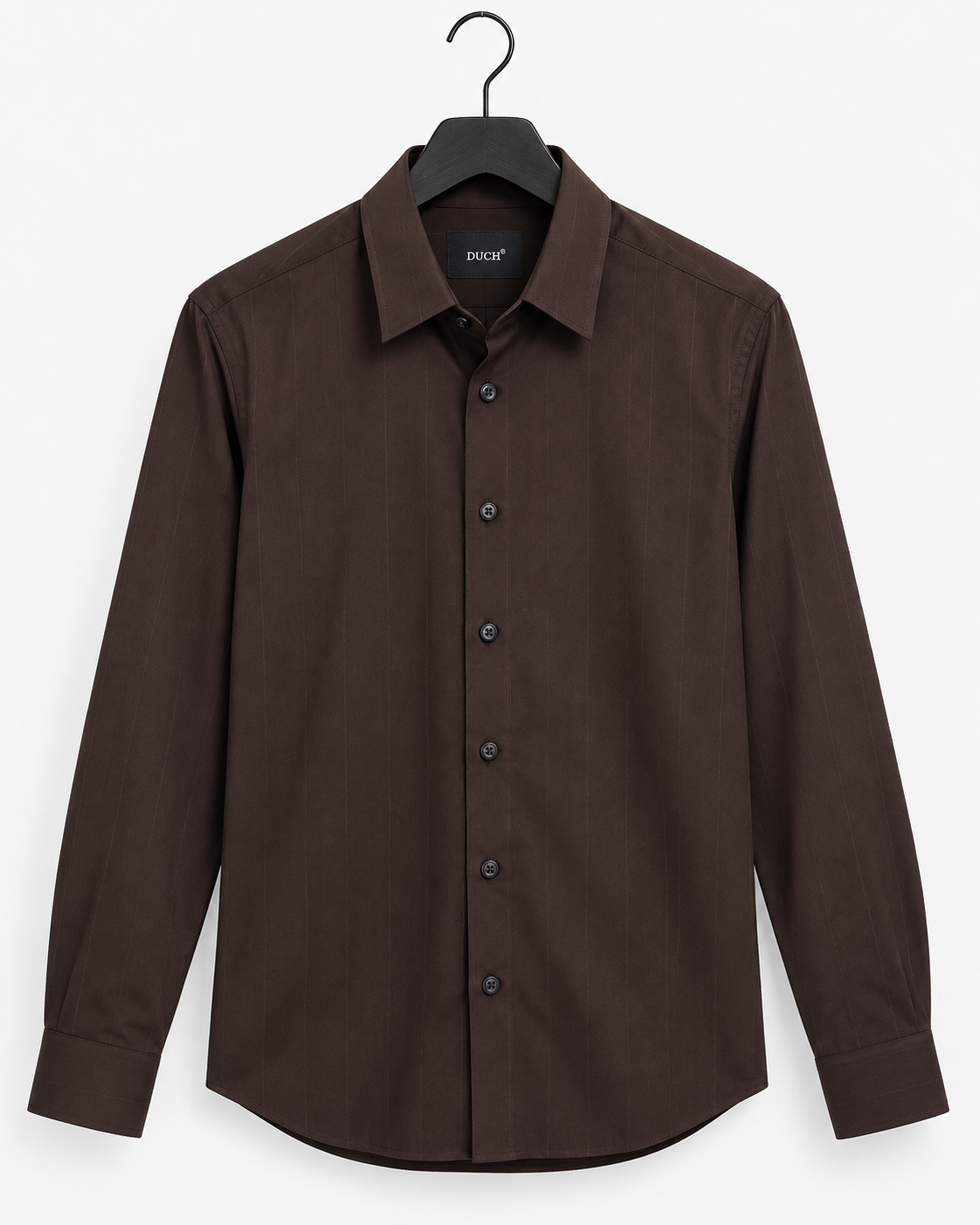 Men's Brown Satin Stripe Slim Fit Full Sleeve Formal Shirt