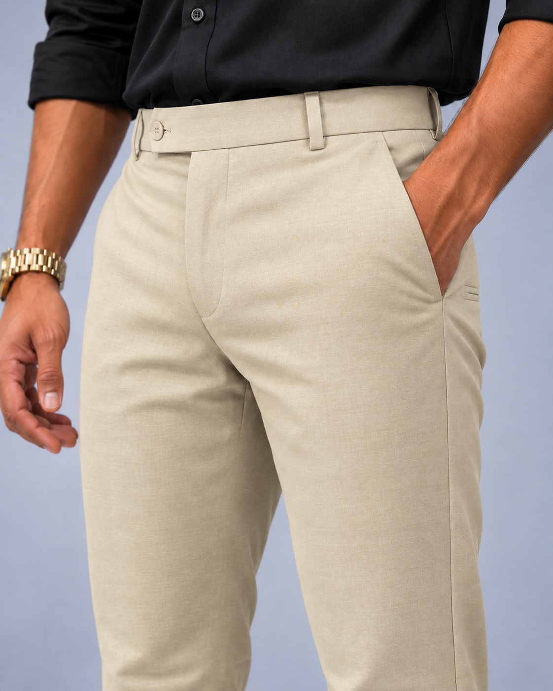 Men's Imported Beige Polo Fit Formal Trousers