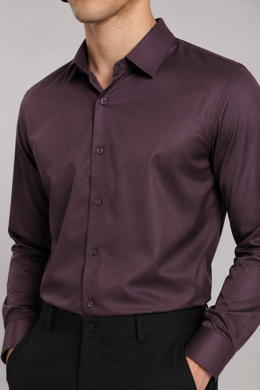 Men's Burgundy Slim Fit Premium Formal Shirt
