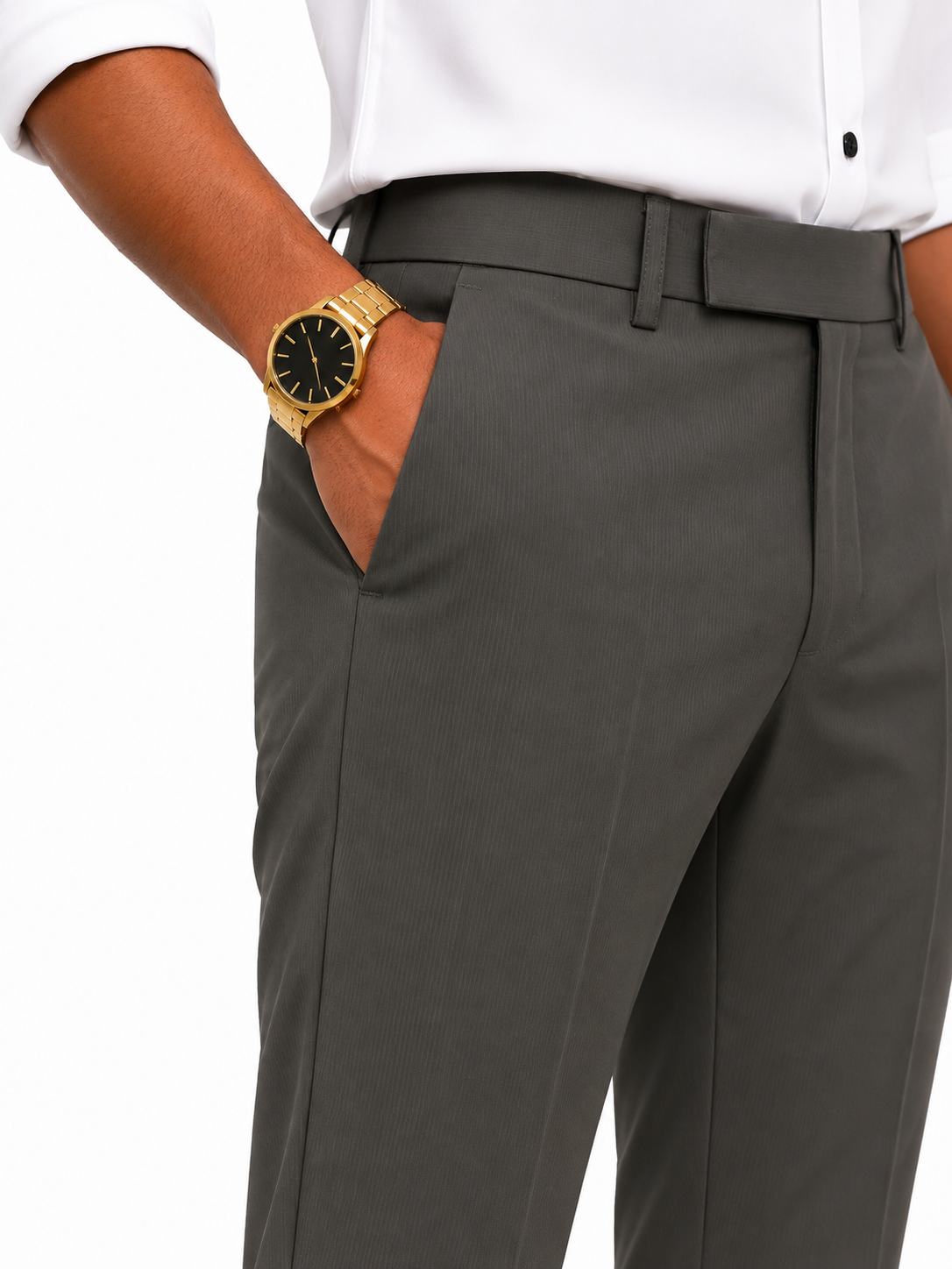 Men's Charcoal Grey Premium Formal Slim-Fit Trouser